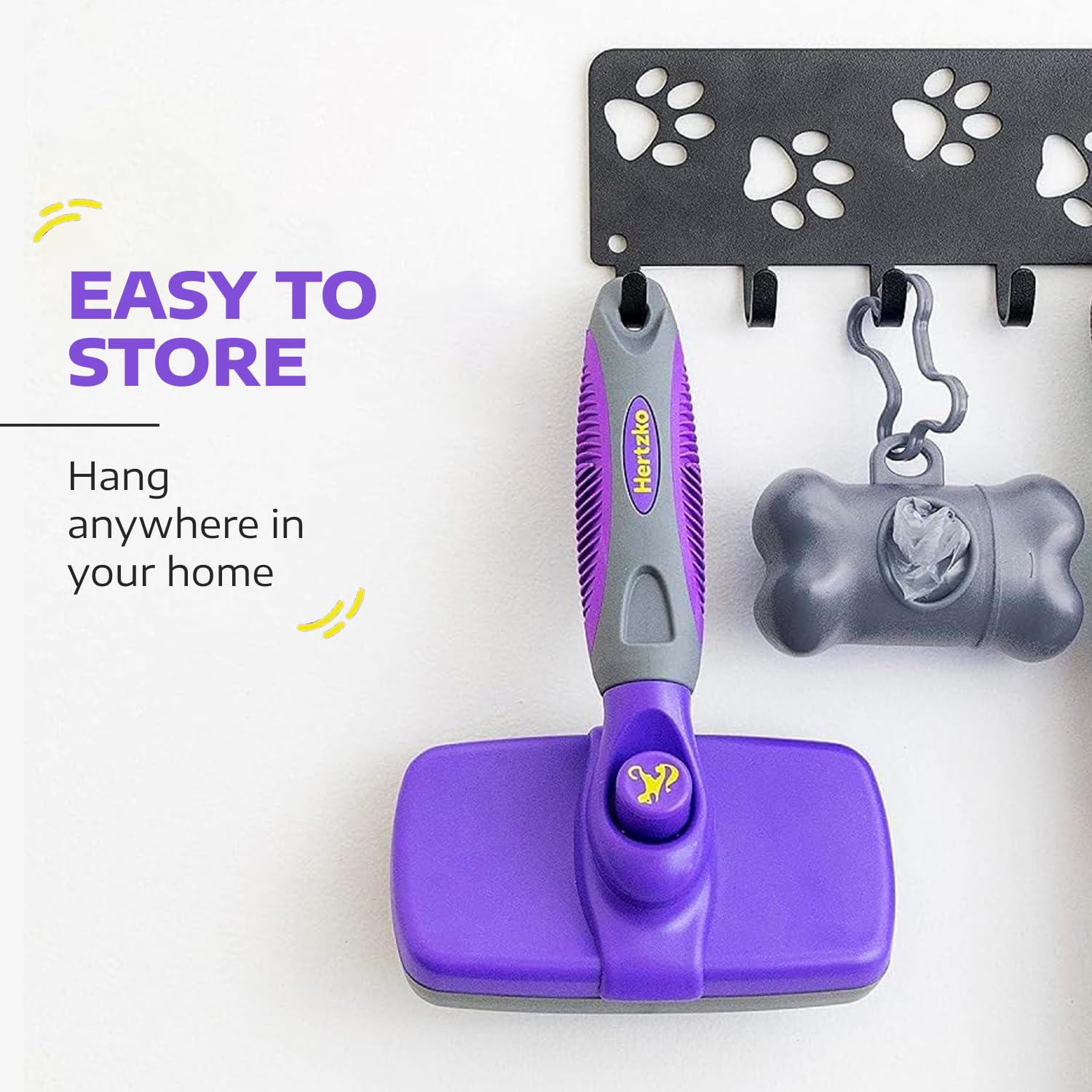 Hertko Dog & Cat Brush, Dog Brush For Shedding, Cat & Dog Grooming, Self Cleaning Slicker Brush For Pets, Grooming Brushes For L