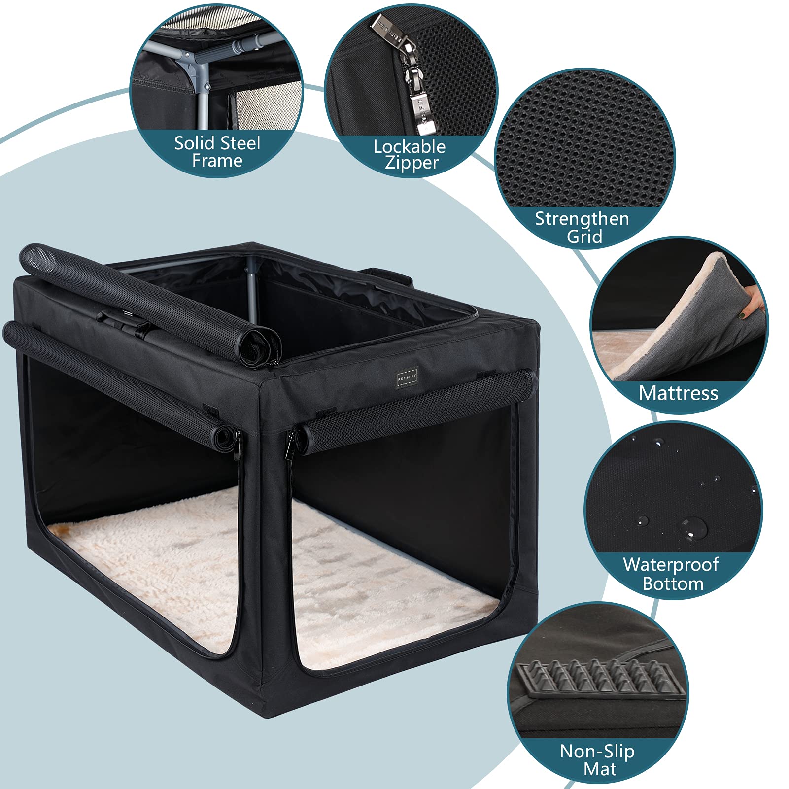 Dog Crates For Small Dogs With Thicken Plush Mat-Foldable Design + Adjustable The Tightness Of The Cloth, Dog Crates 24Inch