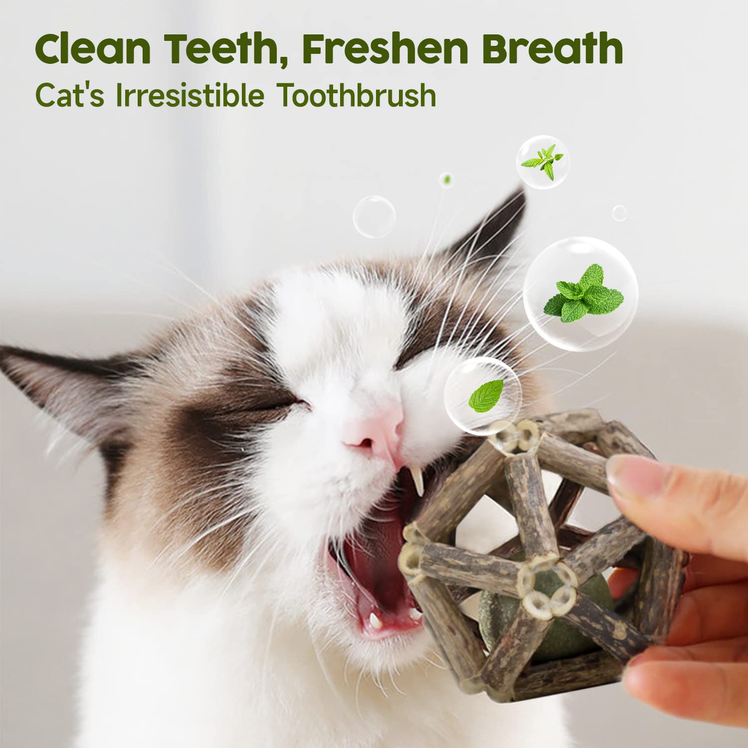 Potaroma Catnip Toys  3Pcs Cat Toys Natural Silvervine Stick Cage Balls & Bell Ball For Indoor Cats  Kitten Cleaning Teeth Molar Matatabi Cat Chew Toy All Breeds -Like New