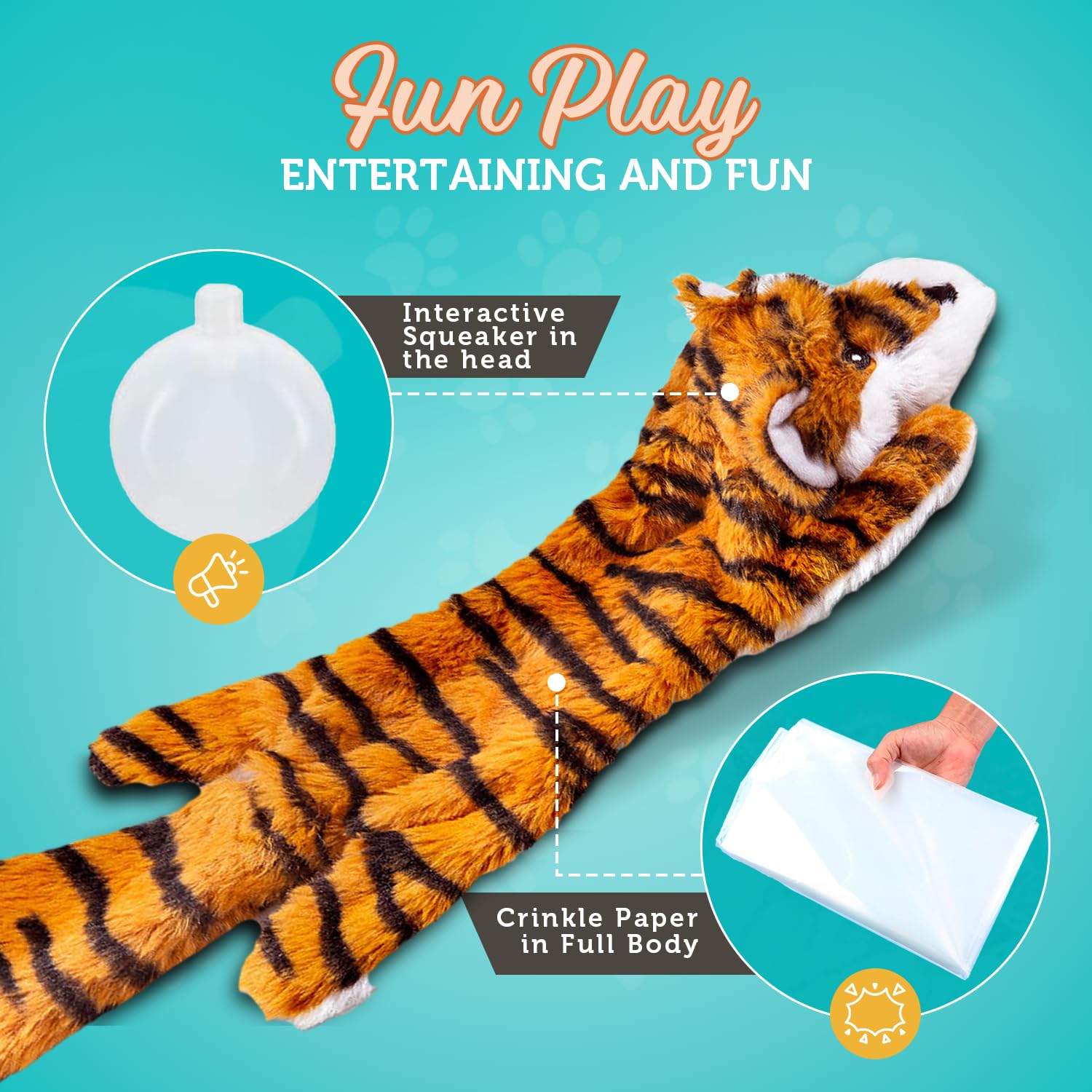 Chesk No Stuffing Dog Toys For Aggressive Chewers - 5-Pack Ultra Soft And Durable Squeaky Dog Toys Crinkle Dog Toy For All Breed