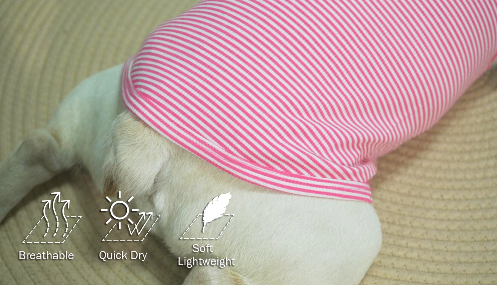 Sychien Dog Shirt,Combed Cotton T-Shirts,Soft Cool Boy Girl Tee For Large Dogs Bulldog,Pink Rose Striped L