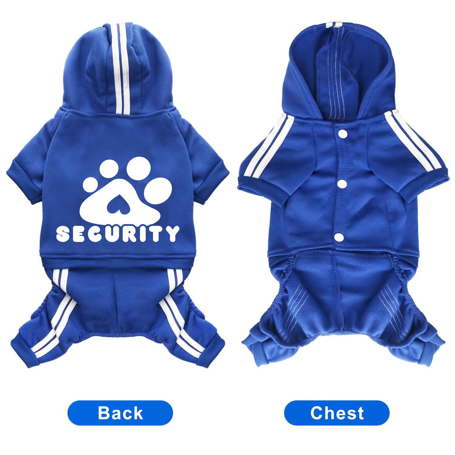 Otunrues Dog Hoodie, Dog Clothes Pullover 4 Legs Dog Jumpsuit Fleece Sweatshirt Security Patterns Dog Outfit Doggie Winter Coat Cotton Puppy Hoodied For Small Medium Large Dogs Cats Apparel(Blue, Xxs)