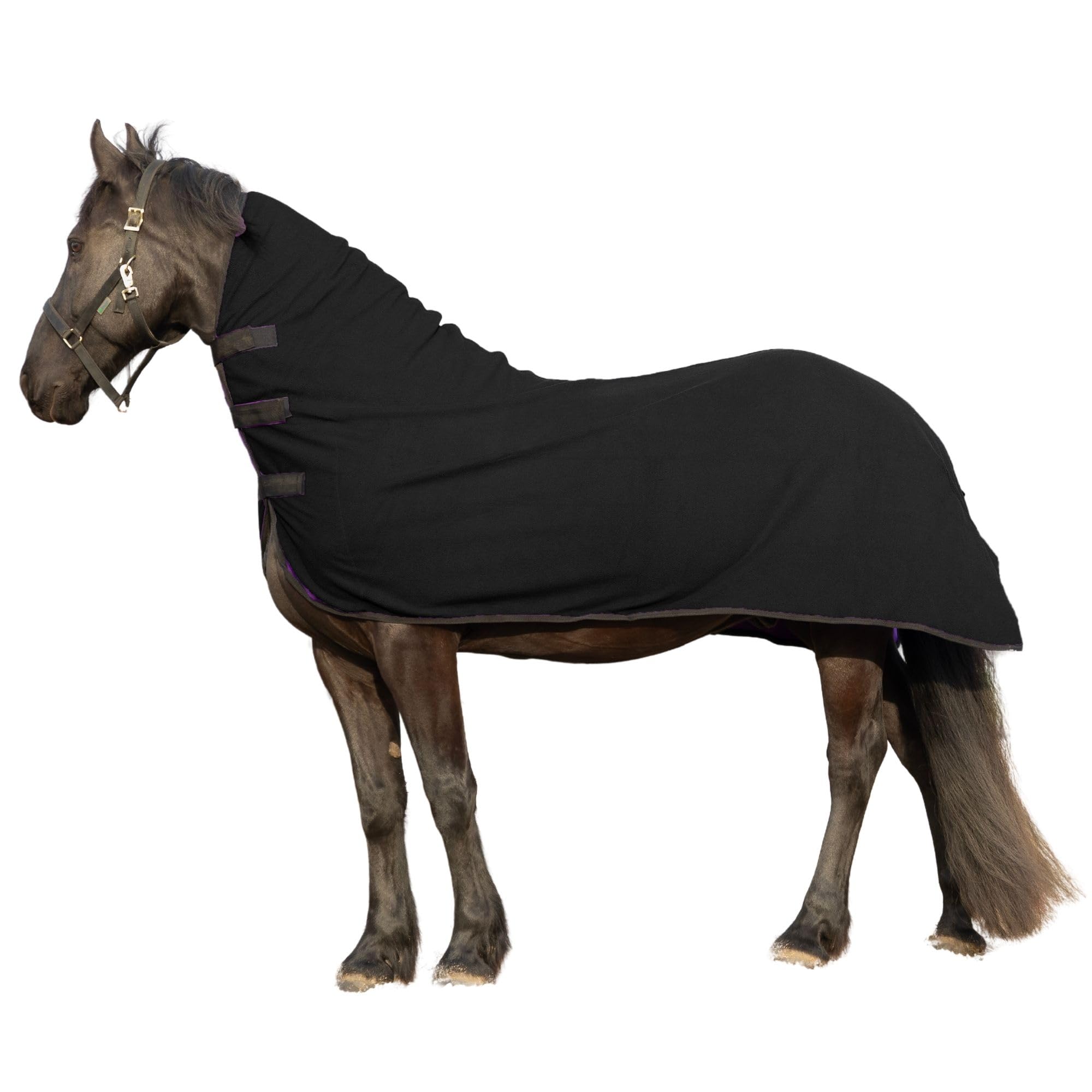 Resistance Long Lasting & Warm Soft Fleece Contour Cooler For Horse (X-Large (80''-82''), Black)