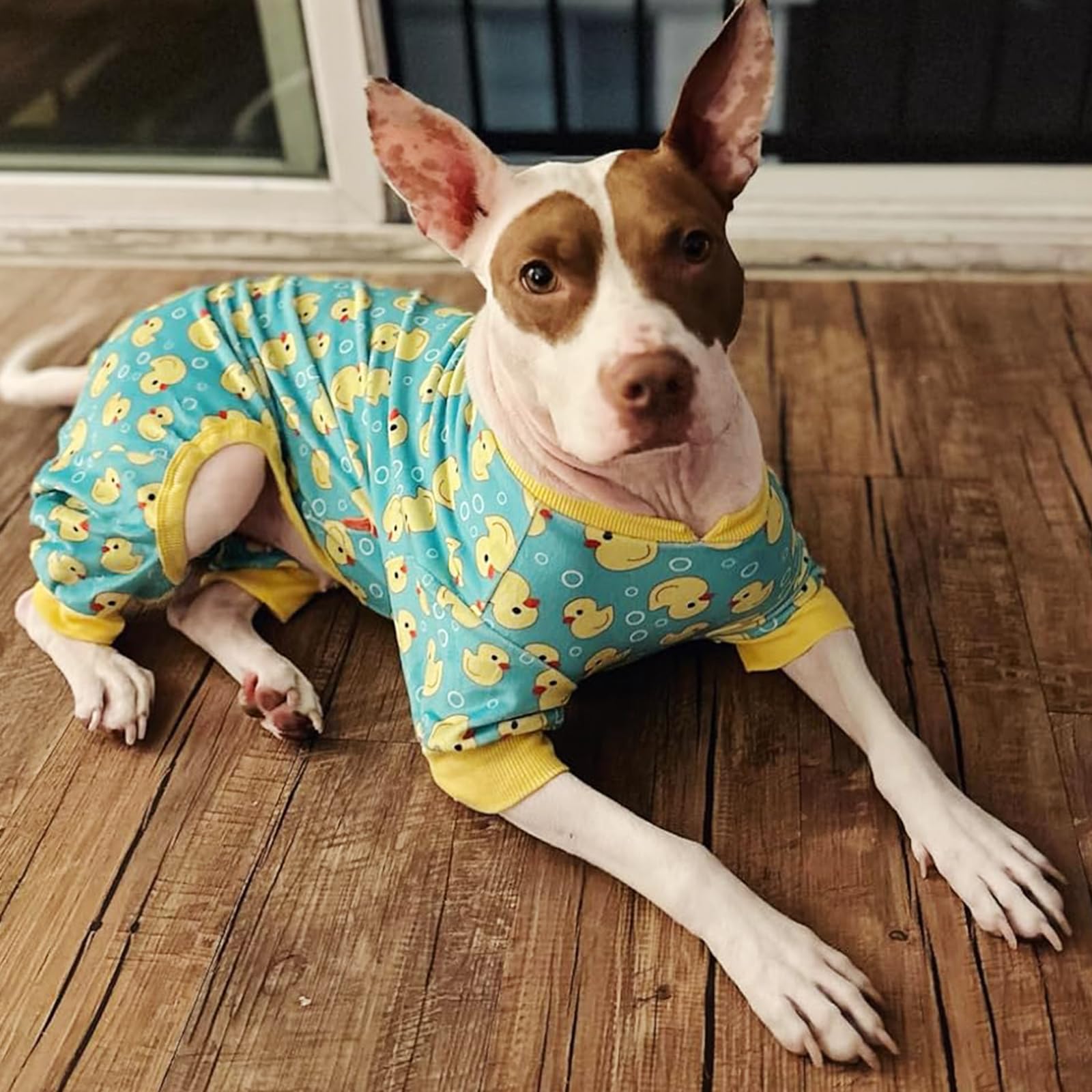 Kyeese Dog Pajama For Medium Dogs Yellow Duck Soft Material Stretchable Dog Pajamas Onesie Dog Apparel