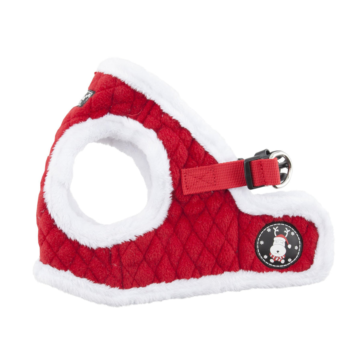 Puppia Blitzen Vest Dog Harness Step-In Warm Winter Christmas Holiday Harness For Small And Medium Dog, Red, X-Large