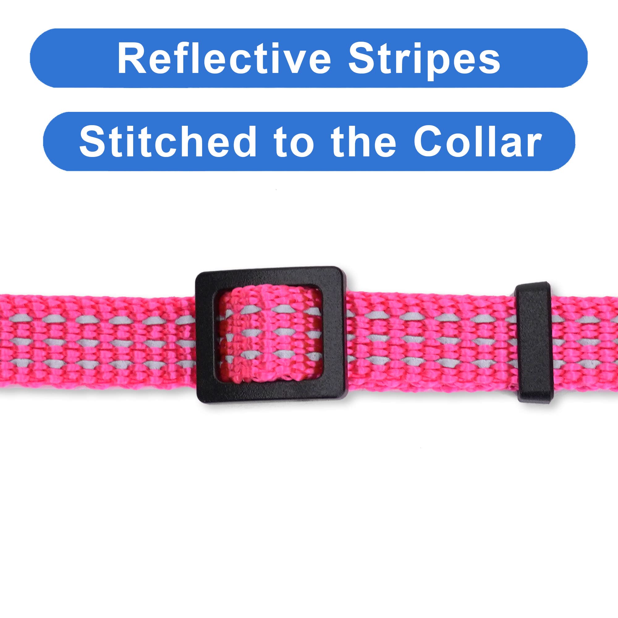 Pawtitas Reflective Cat Collar With Safety Buckle And Removable Bell Cat Collar Kitten Collar Pink Cat Collar