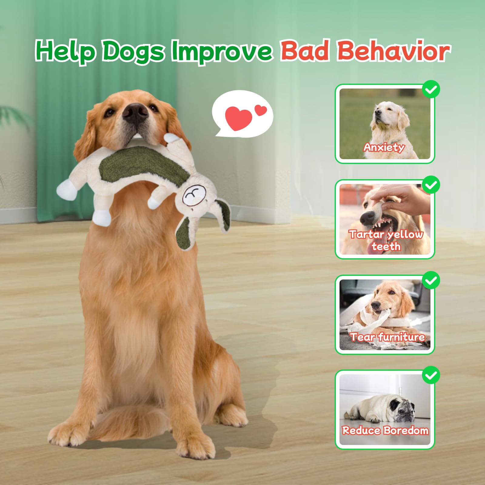 Zrbtk 2 Pack Crinkle Squeaky Dog Toys For Aggressive Chewers, Less Stuffed Dog Toy To Keep Them Busy, Plush Interactive Pet Toys