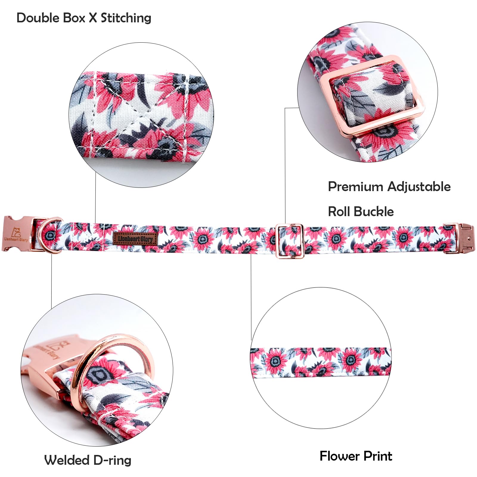 Lionheart Glory Dog Collar Pink Dog Collars For Female Dogs Soft Durable Adjustable Puppy Gift Collar Summer Spring Collar Dog P