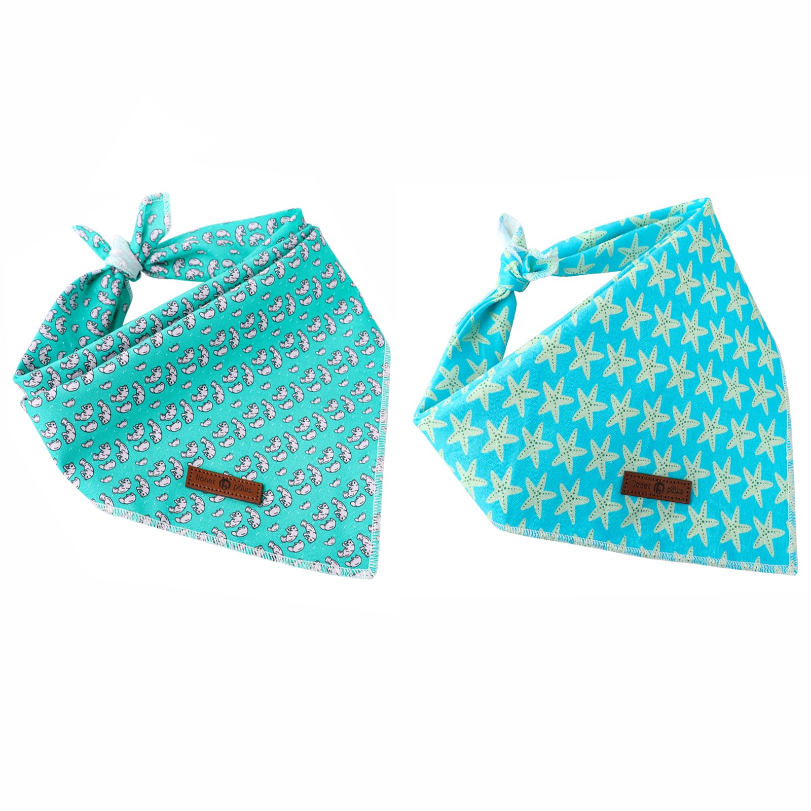 Lionet Paws Summer Dog Bandanas 2 Pack, Washable Triangle Bibs Scarves, Adjustable Triangle Holiday Scarves For Medium To Extra