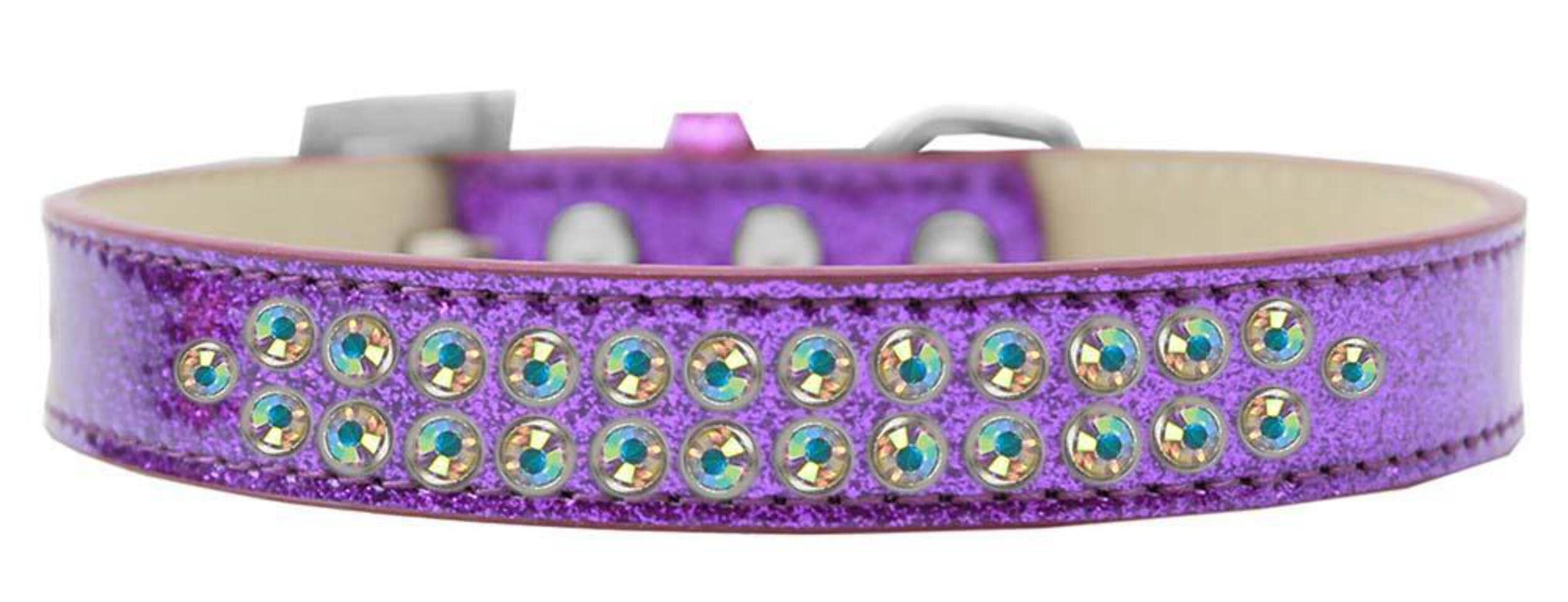 Mirage Pet Products Two Row AB Crystal Purple Ice Cream Dog Collar, Size 14