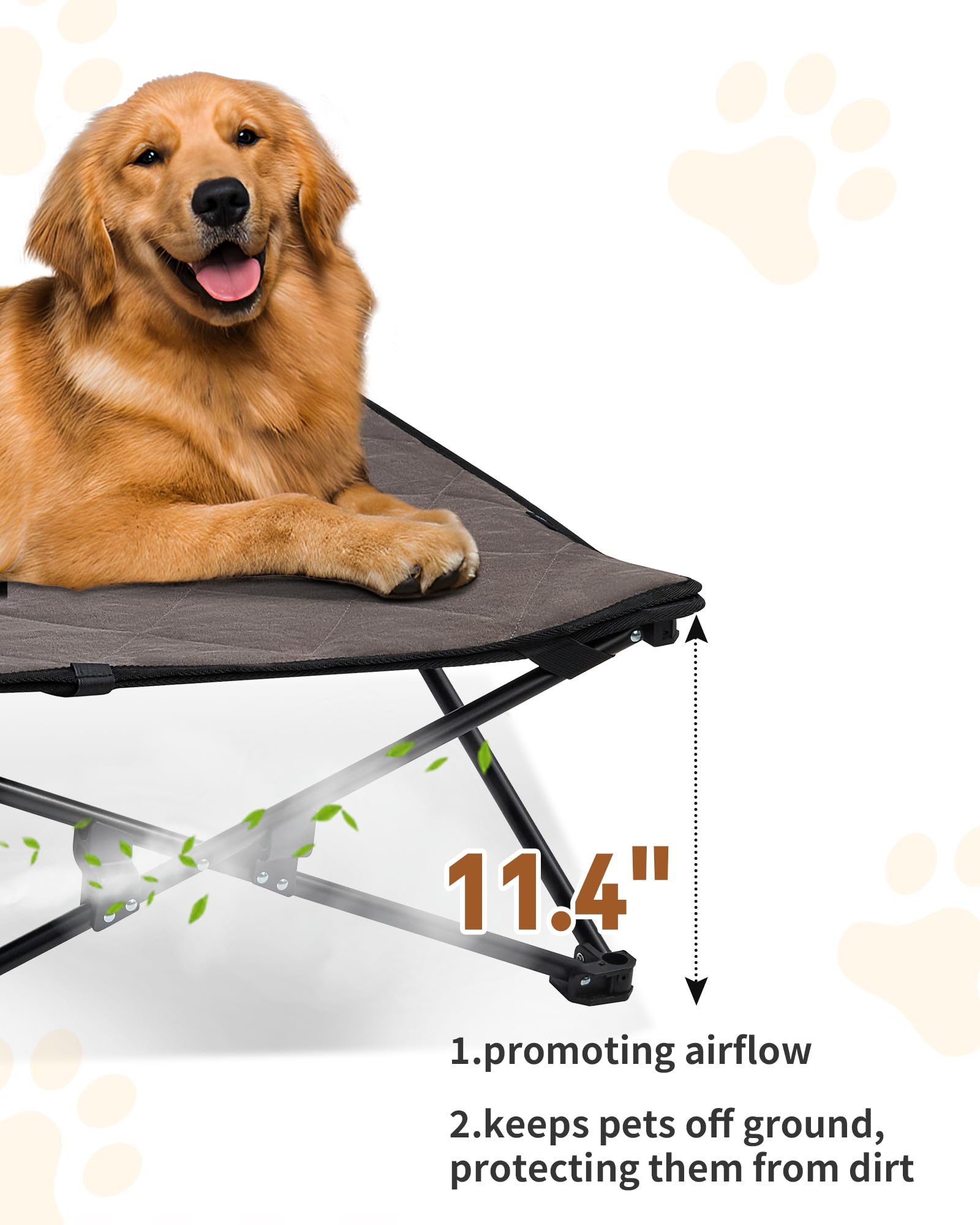 Kingcamp Elevated Dog Bed For Xl Dogs, Outdoor Raised Cooling Pet Cot Bed With Washable Breathable Mesh & No-Slip Feet Perfect F
