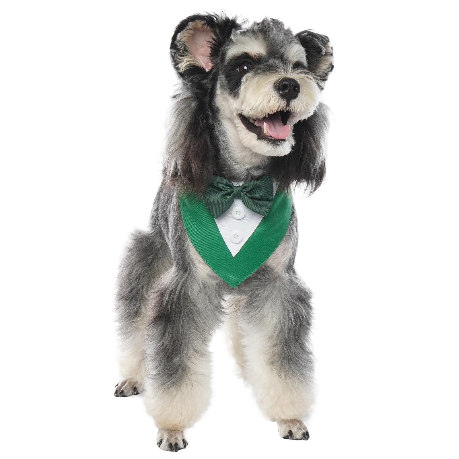 FUAMEY St.Patrick's Day Dog Tuxedo,Pet Green Collar Puppy Costume Adjustable Dog Bandana Cosplay Party Doggie Bibs,Irish Lucky D
