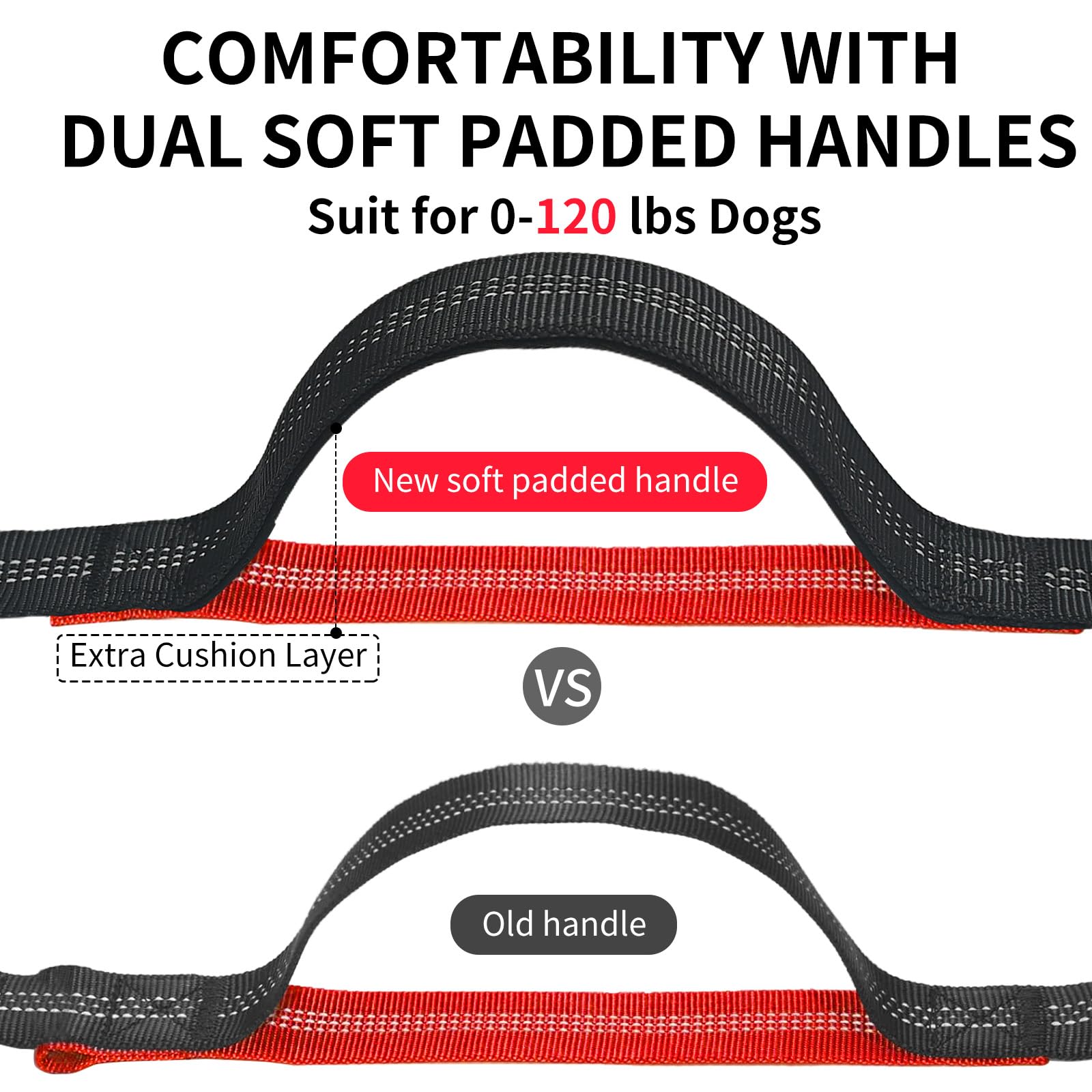 Petstars Hands Free Dog Leash With Zipper Pouch, Retractable Bungee Waist Leash With Dual Padded Handles & Waist Belt Fanny Pack