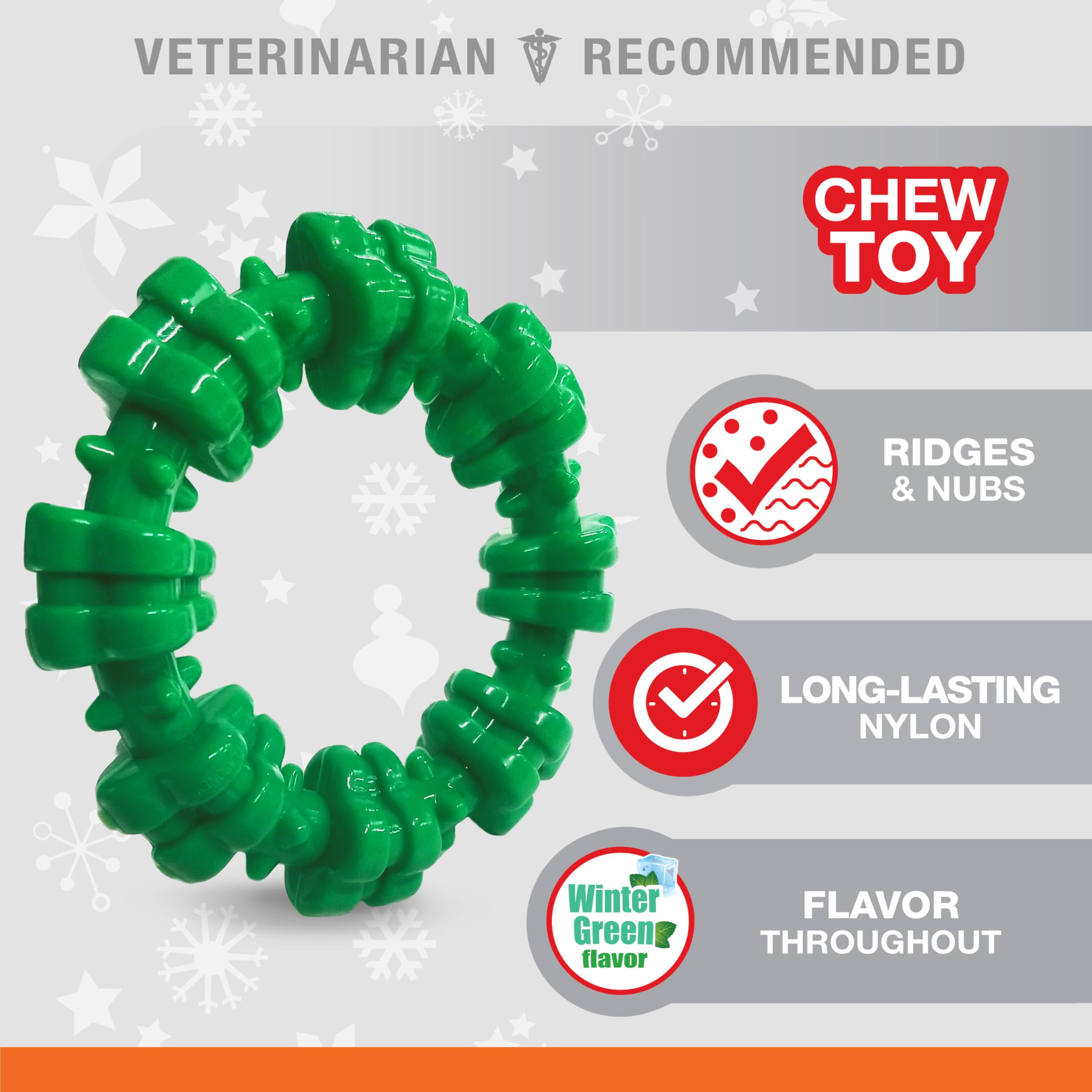 Nylabone Textured Ring Power Chew Toy For Dogs, Dog Toys For Aggressive Chewers, Winter Green Flavor, Small - Up To 25 Lbs, 1 Count