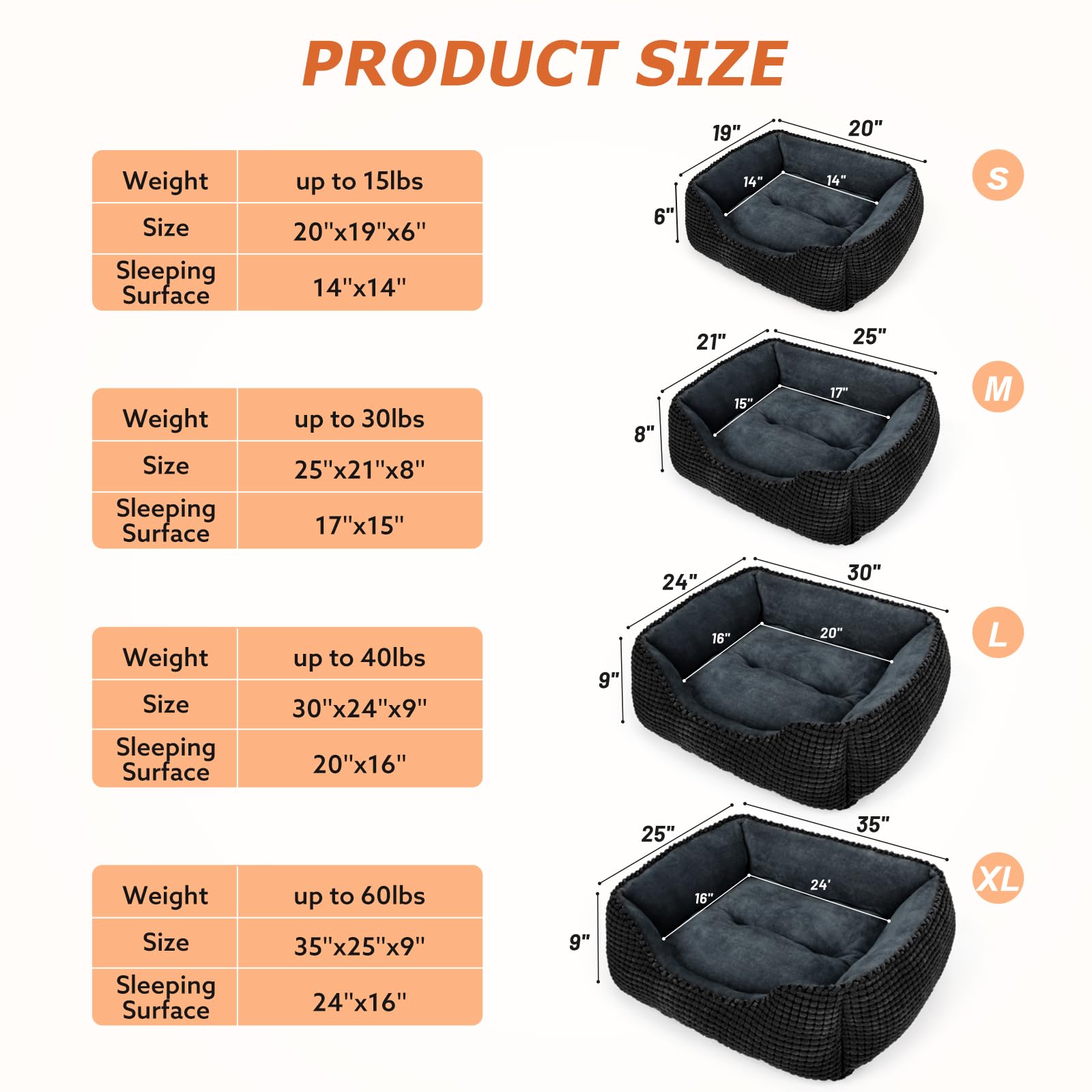 MIXJOY Rectangle Washable Orthopedic Dog Bed for Small, Medium and Large Dogs, Soft Calming, Sleeping Puppy Bed Durable Pet Cudd