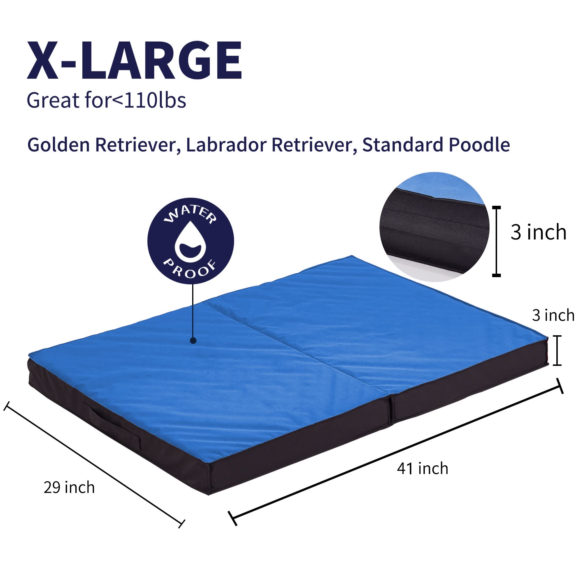 Petabby Outdoor Dog Bed For Large Dogs, Waterproof & Washable, Foldable & Orthopedic, 41' All Weather