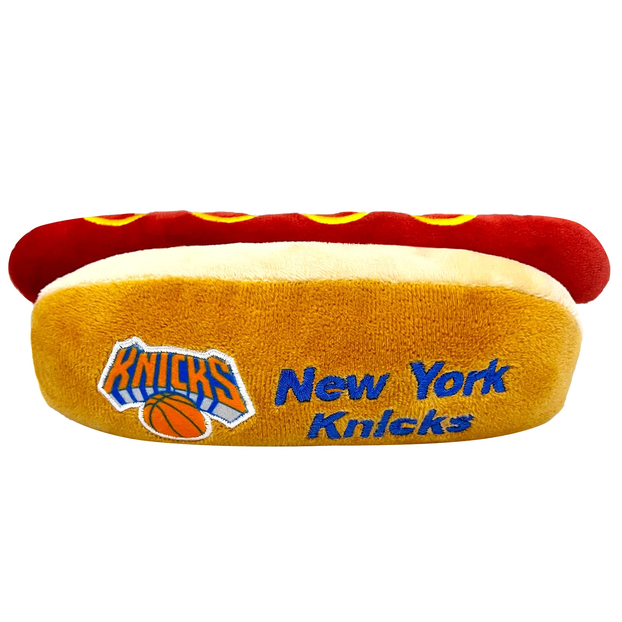 Pets First Nba New York Knicks Hot Dog Plush Dog & Cat Squeak Toy - Cutest Hot-Dog Snack Plush Toy For Dogs & Cats With Inner Sq