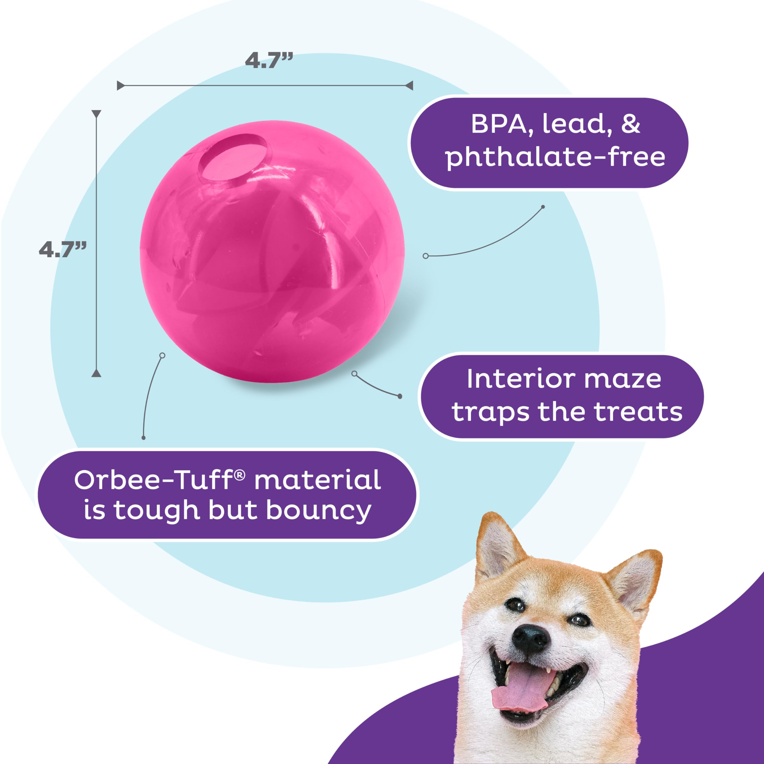 Outward Hound By Planet Dog Mazee Puzzle Ball Interactive Treat Dispensing Dog Toy, Pink