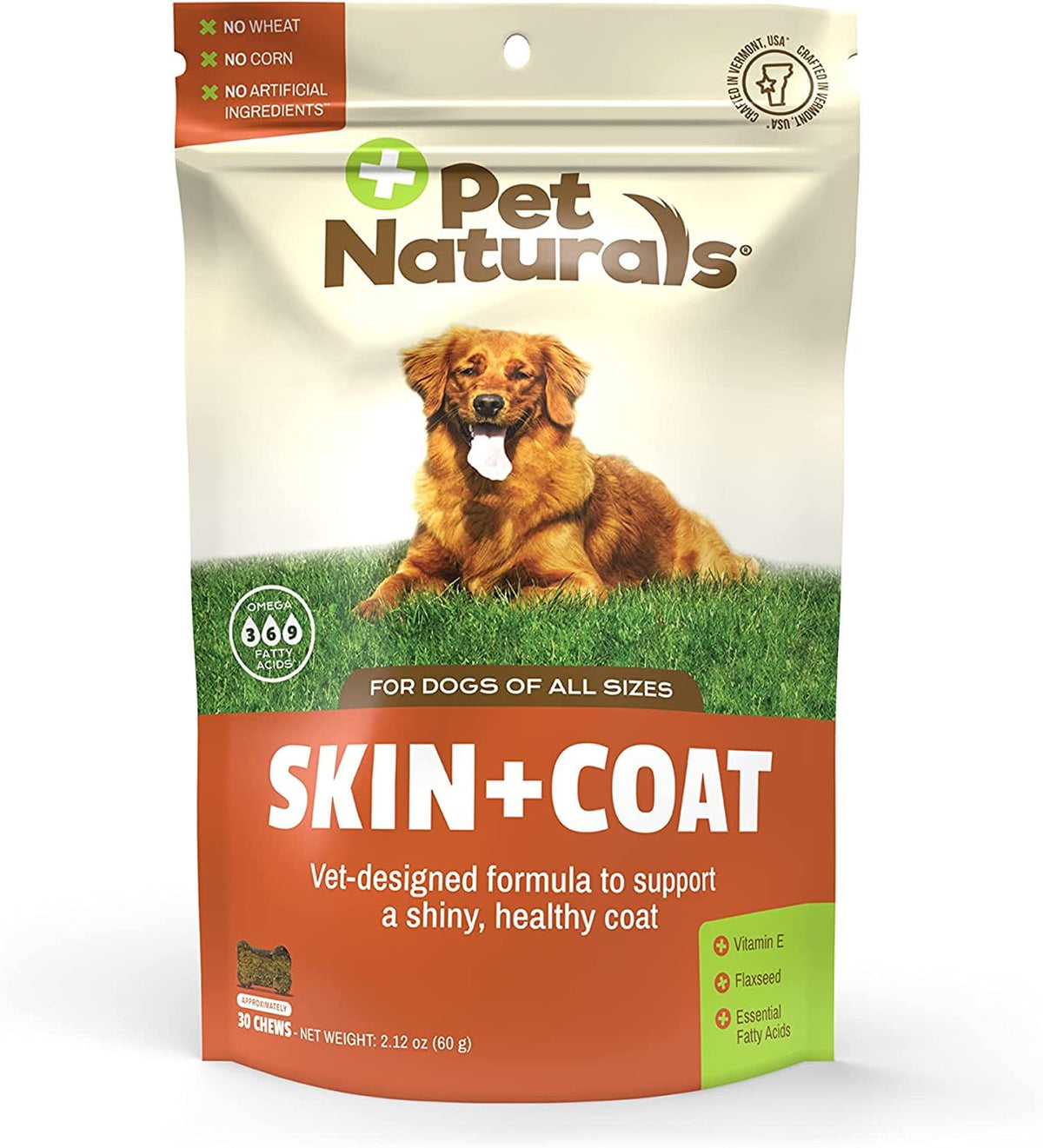 Pet Naturals Skin And Coat For Dogs With Dry, Itchy And Irritated Skin, 30 Chews - Salmon Oil, Vitamin E And Flax Oil - No Corn Or Wheat - Vet Recommended