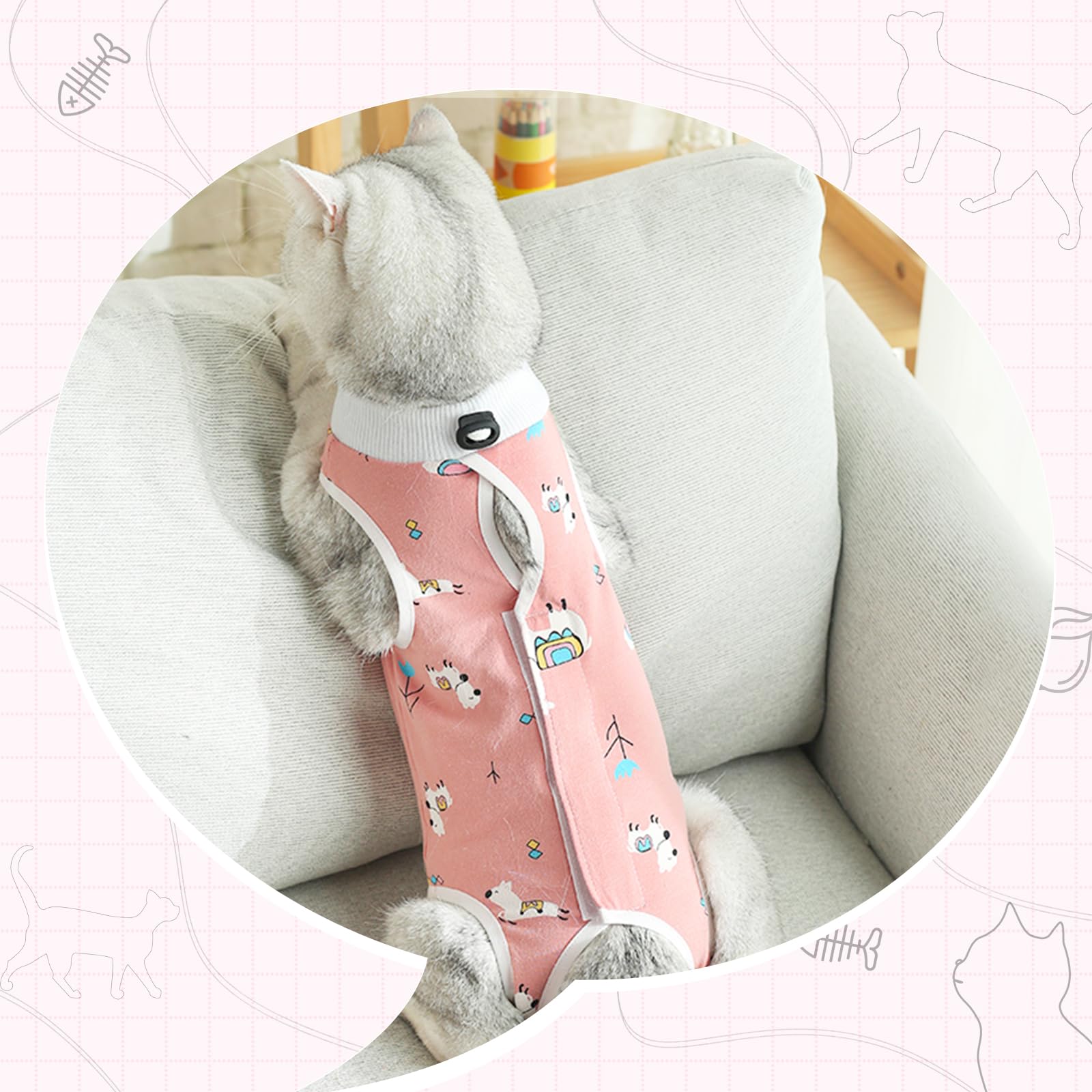 Coppthinktu 2 Pcs Cat Recovery Suit For Spay Abdominal Wounds Cat Onesie For Cats After Surgery Recovery Suit Female Breathable