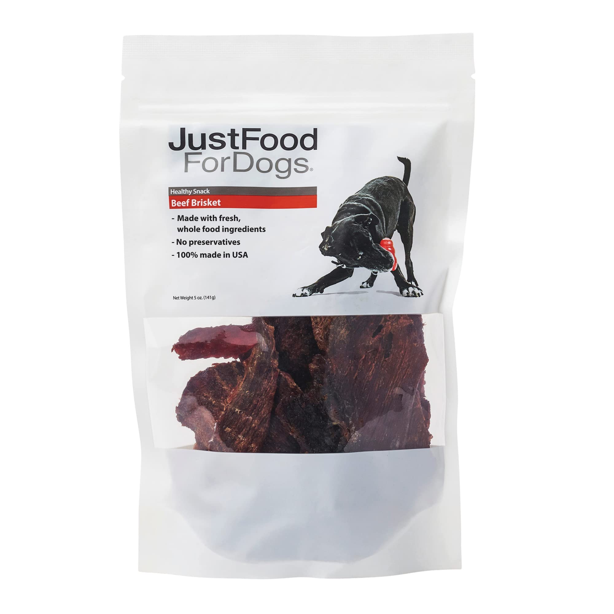 JustFoodForDogs Single-Ingredient Healthy Dog Treats, Beef Brisket, Made in The USA, 5 oz