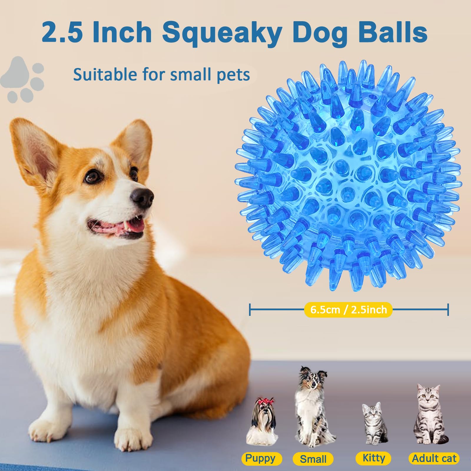 Beieverluck 12 Pack 2.5 Inch Squeaky Dog Toy Balls Spikey Dog Balls Large Dog Chew Toys For Medium Large And Small Dogs For Aggr