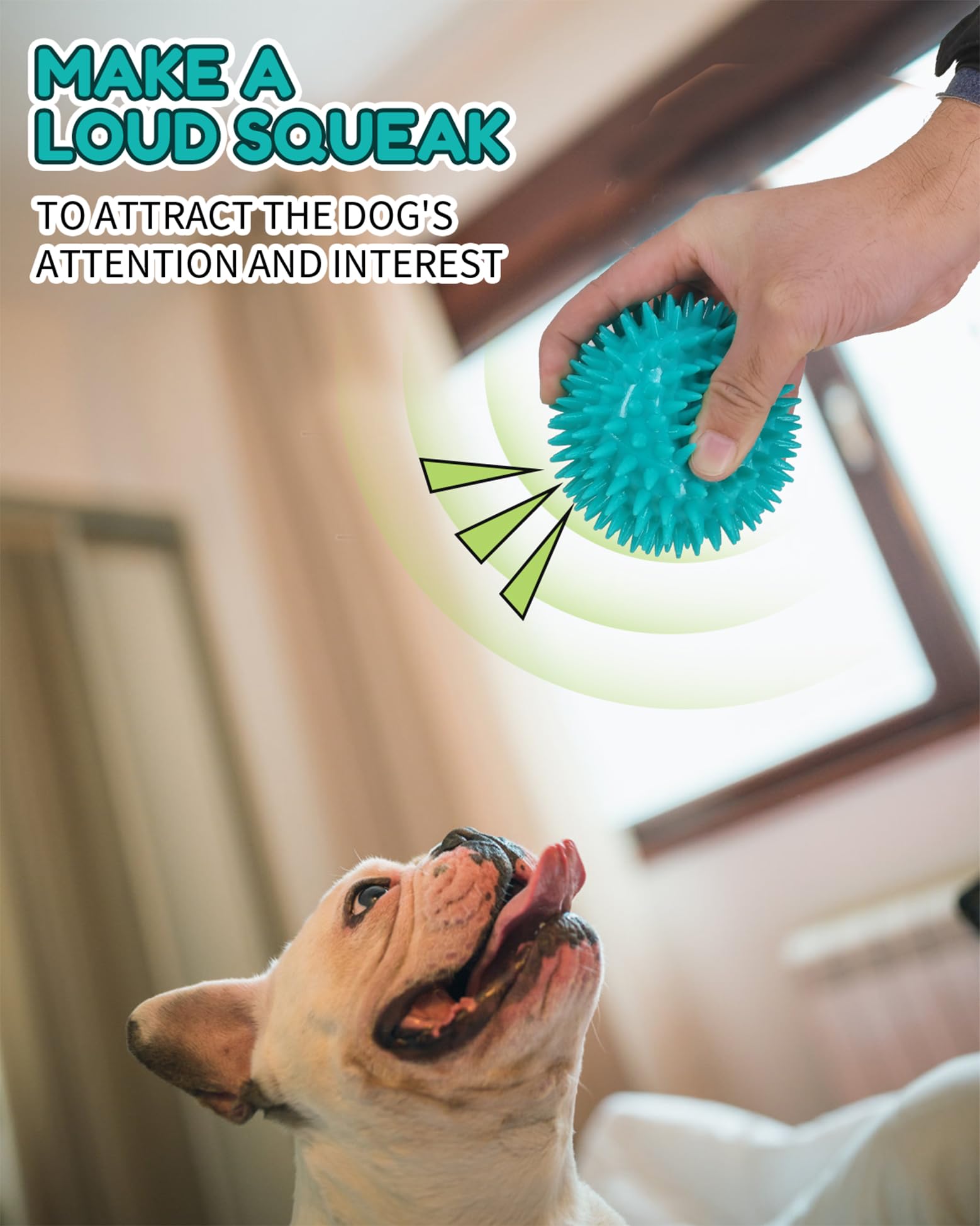 Pweituoet 3.5' Spike Dog Balls - Squeaky, Durable Dog Chew Toys; 2-Pack Cleans Teeth, Trains Puppies To Adults; Perfect For Aggr