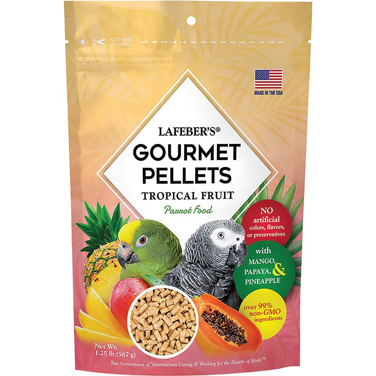 Lafeber'S Tropical Fruit Gourmet Pellets Pet Bird Food, No Added Sugar, Made With Non-Gmo And Human-Grade Ingredients, For Parrots, 1.25 Lb