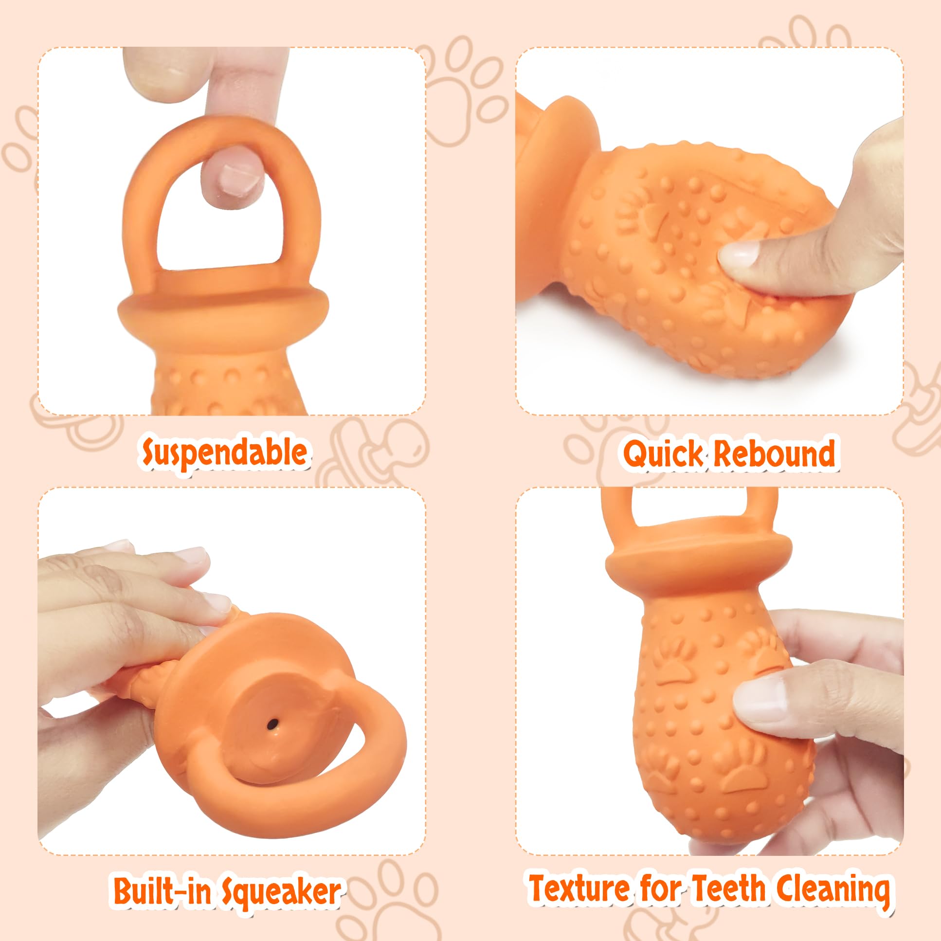 Llspet Latex Chew Dog Toys, Novelty Squeaky Pacifier Dog Toys, 5.2 Durable Pacifier Dog Chew Toys For Small And Medium Dogs(Or