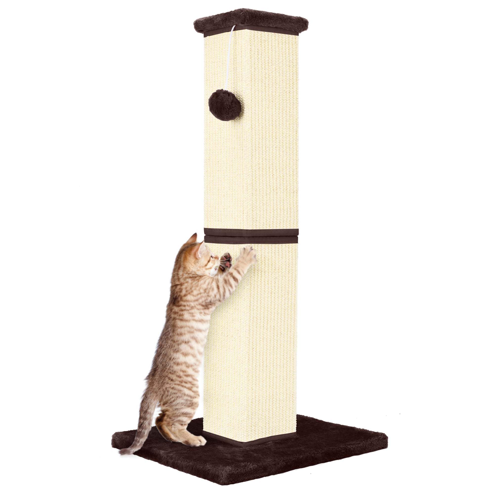 Yuloyi Cat Scratching Post 32 Inch For Indoor Large Cats And Kitten, Nature Sisal Tall Cat Scratch Post, Sisal Cat Scratcher Imp
