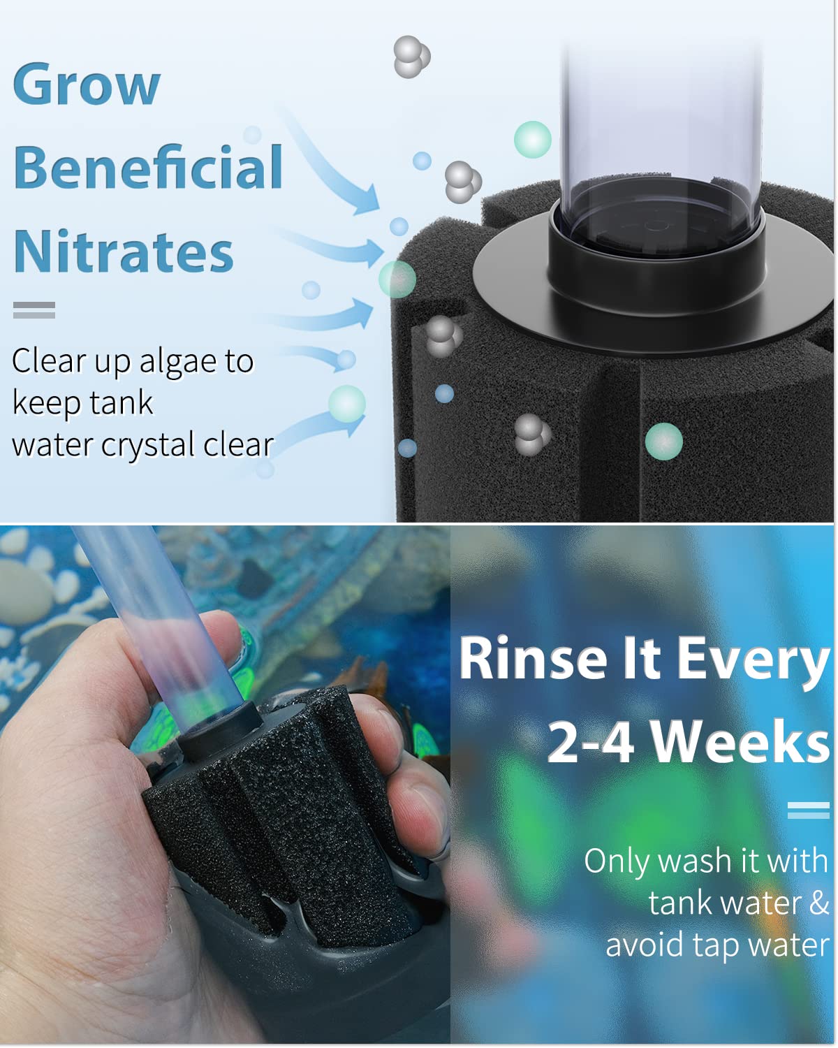 Pawfly Mini Aquarium Air Pump 15 GPH, Quiet Oxygen Aerator, Black, Model CW0533-UK-2, for 3-20 Gallon Fish Tanks