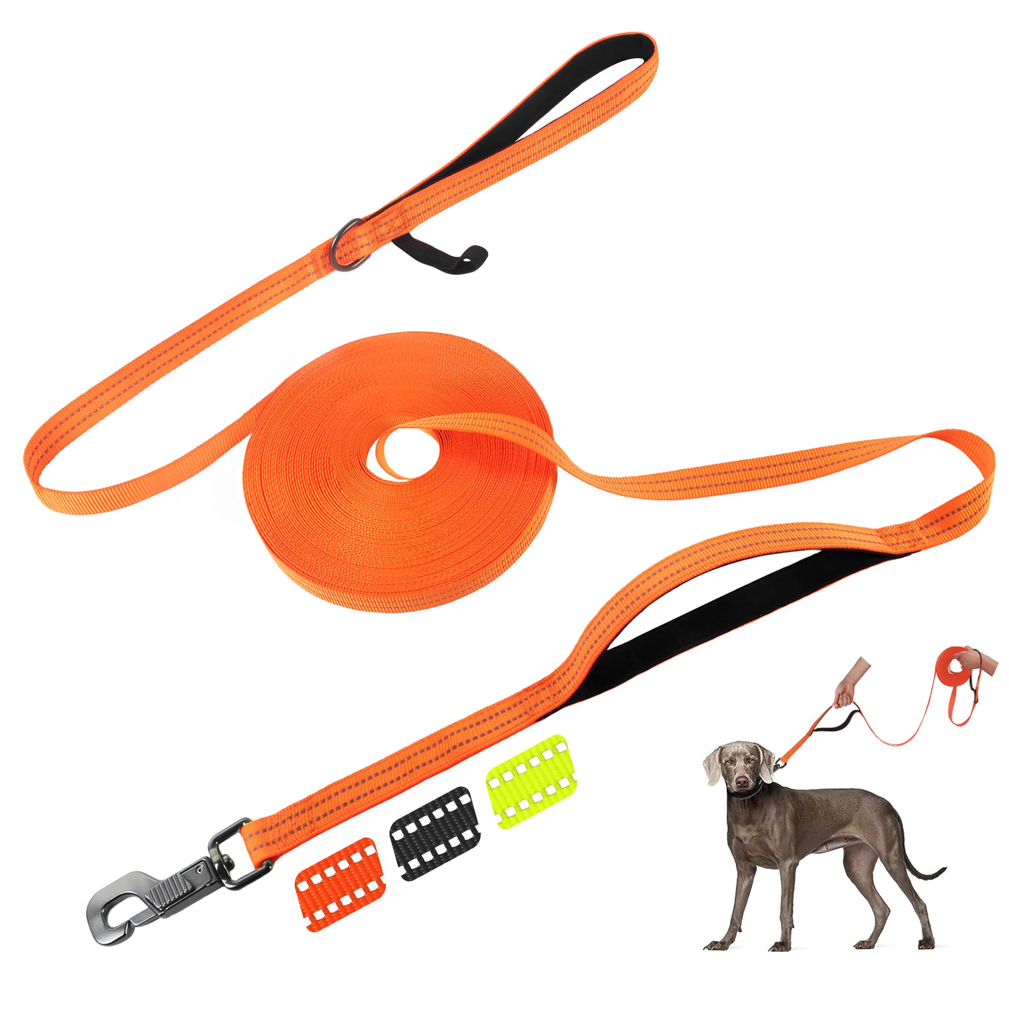 Fida Long Leash for Dogs with Traffic Handle,30ft 50ft Long Dog Leash Reflective Puppy Obedience Recall Training Agility Lead So