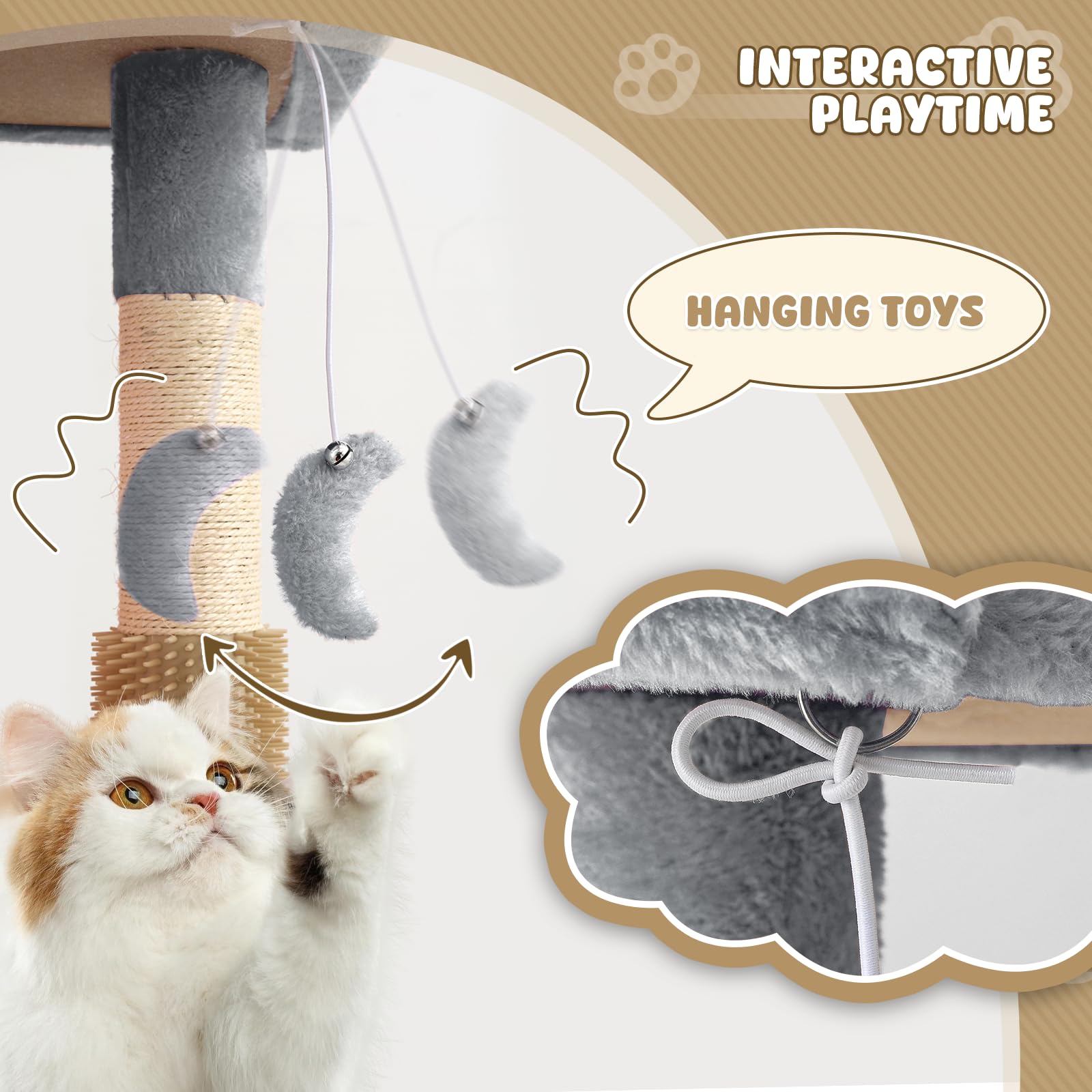 Magshion 34' Cat Tree Tower For Indoor Cats, Multi-Level Cat Condo With Extra Large Perch, Scratching Post And Sisal Ramp, Clim