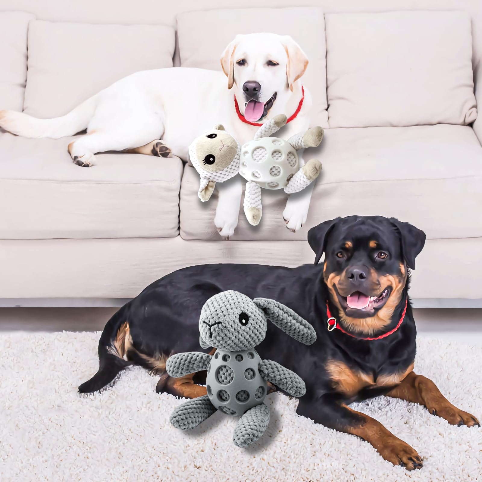 Aerbee Dog Plush Toys For Aggressive Chewers, Bite Resistant Tooth Grinding Rubber Plush Toys, Interesting Pet Toy Durable Puppy