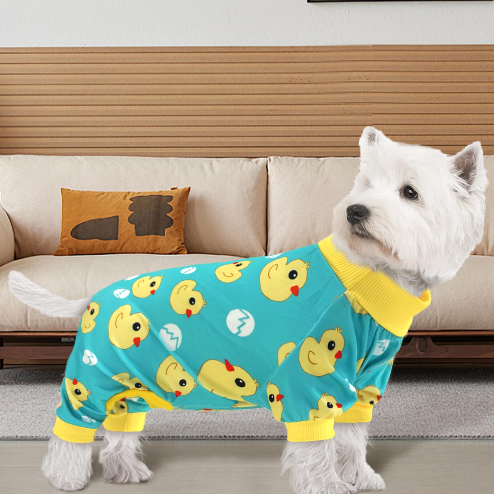Xpudac Dog Pajamas Soft Stretchy Duck Dog Clothes For Small Medium Dogs Pet Jumpsuit Cat Apparel-M