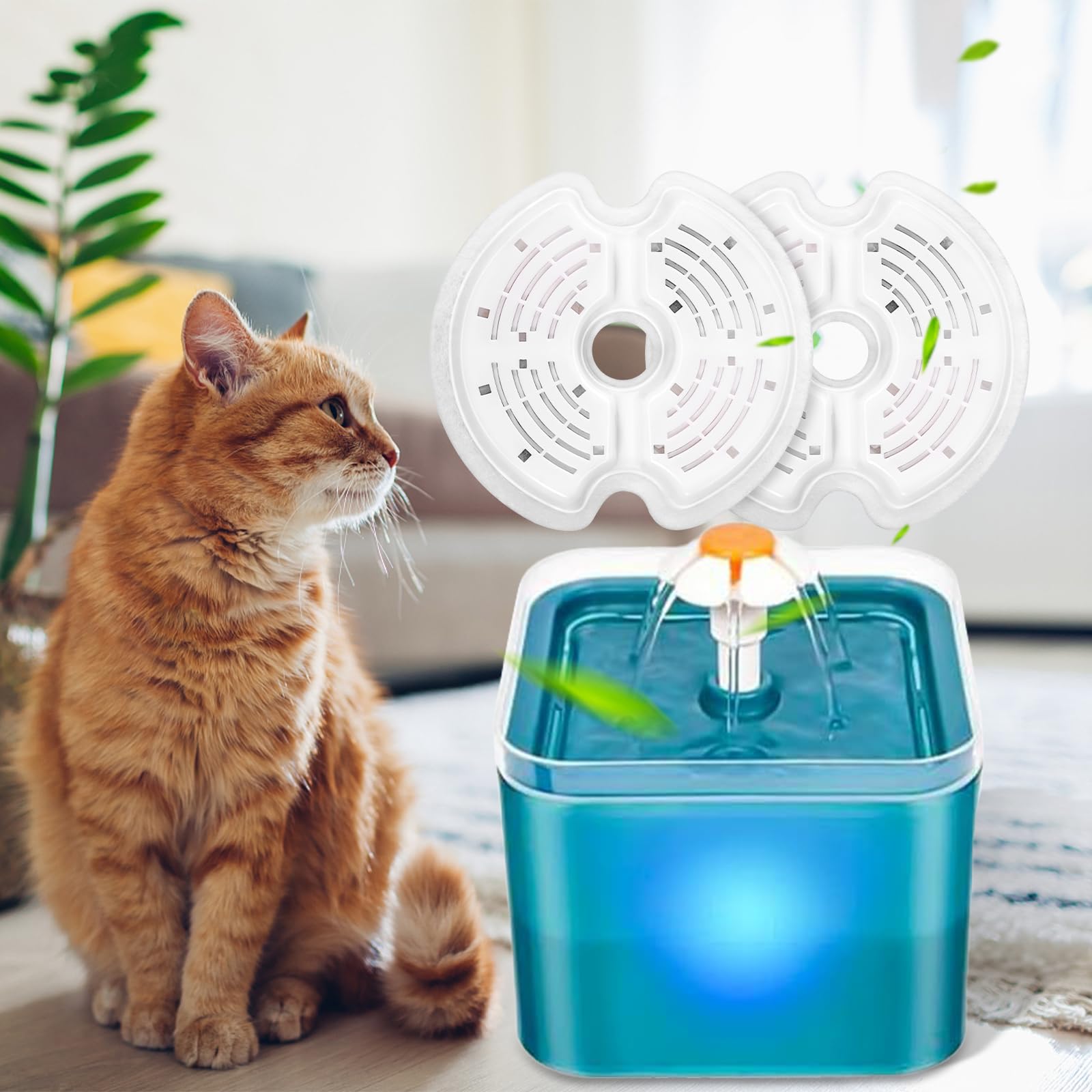 Cat Water Fountain Filters For 84Oz/2.5L Stainless Steel Pet Fountain And 67Oz/2.0L Plastic Cat Drinking Fountain, 16 Pack Pet Replacement Filters Set