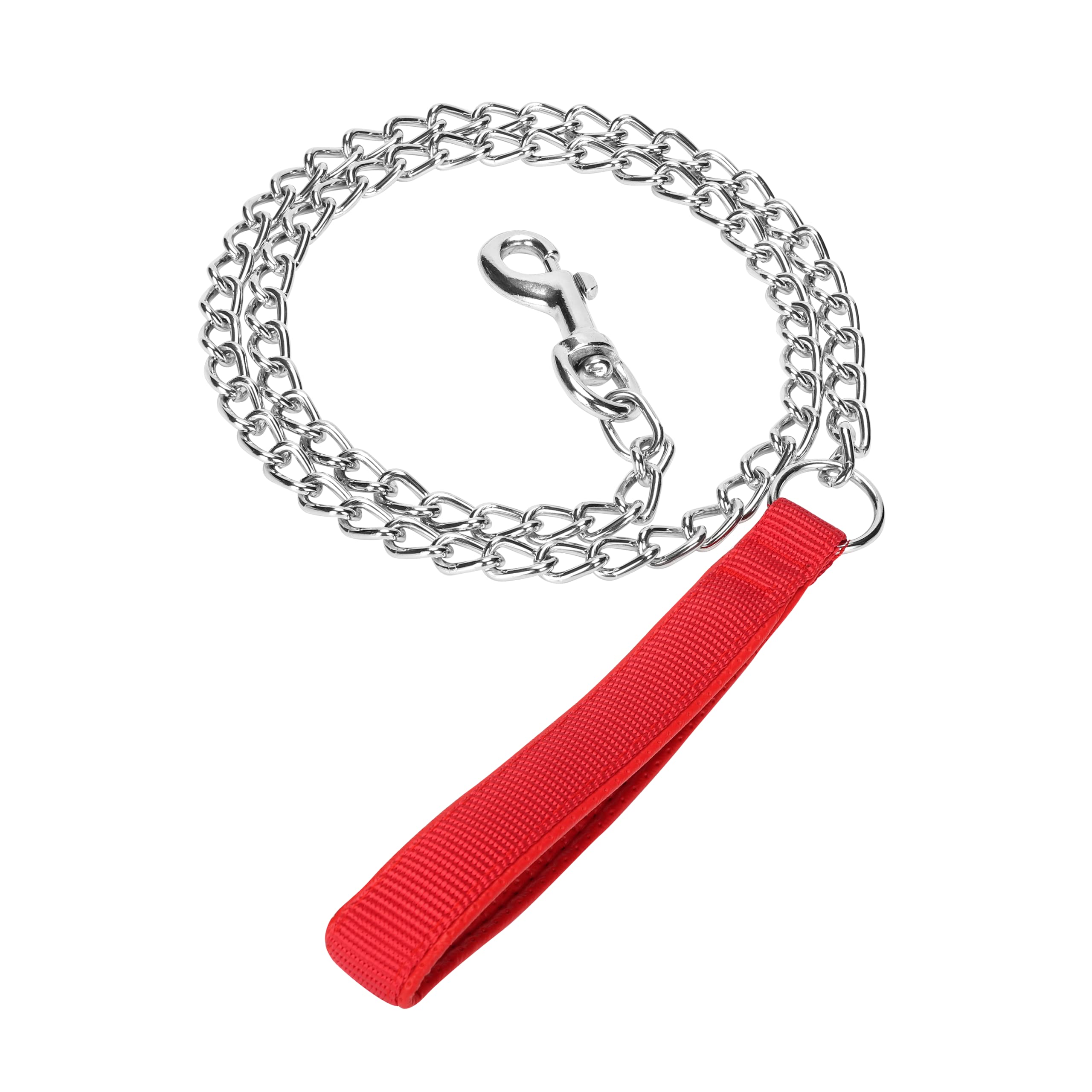 SGODA Metal Chain Heavy Duty Dog Leash, Chew Proof Dog Leash with Soft Handle for Over 50 lbs Large Size Pets Walking(4 ft. x 4.
