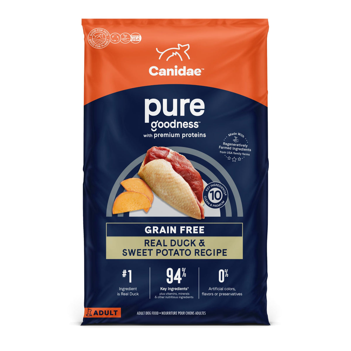 Canidae Pure Grain Free Adult Dry Dog Food, Real Duck & Sweet Potato, 4 Lbs.