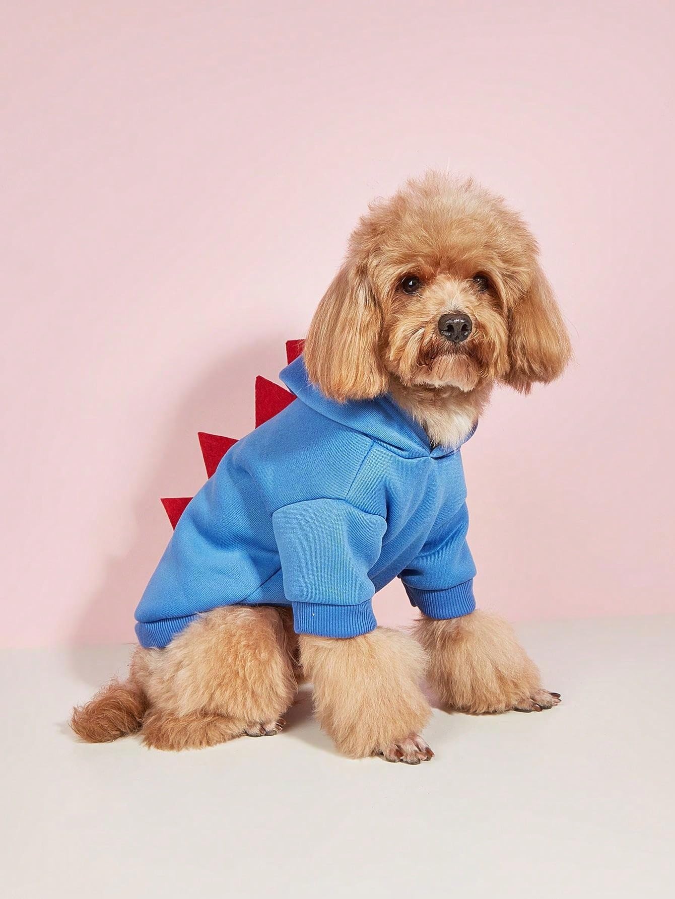 Qwinee Dinosaur Dog Hoodie Dog Warm Jacket Christmas Halloween Dog Costume Dog Clothes For Puppy Kitten Small Medium Dogs Cats Blue Xl