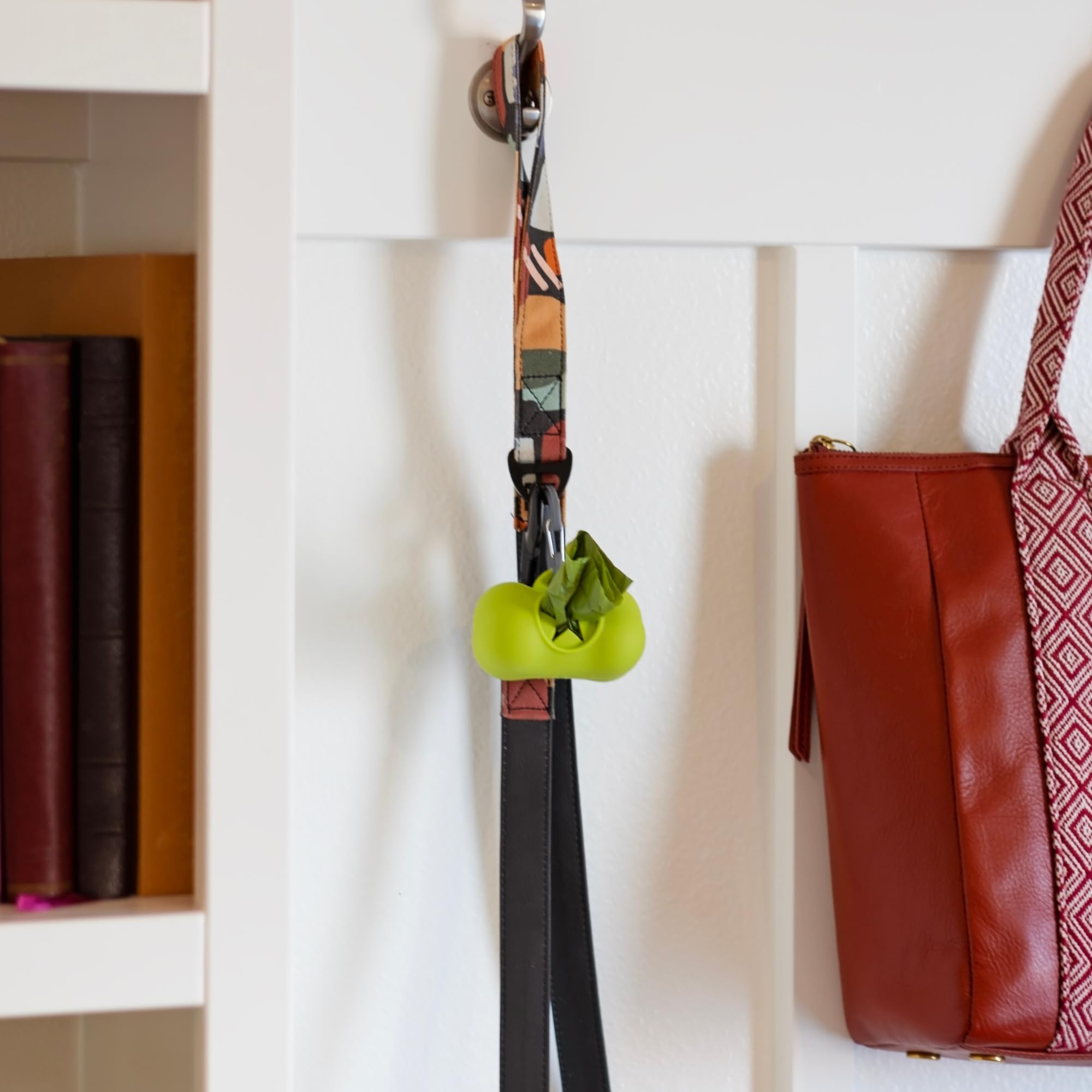 Messy Mutts Silicone Dog Waste Bag Holder | Dog Poop Bag Dispenser With Carabiner And Bags | Unscented Roll Included ?15 Bags | Leash Essential | (Grey)