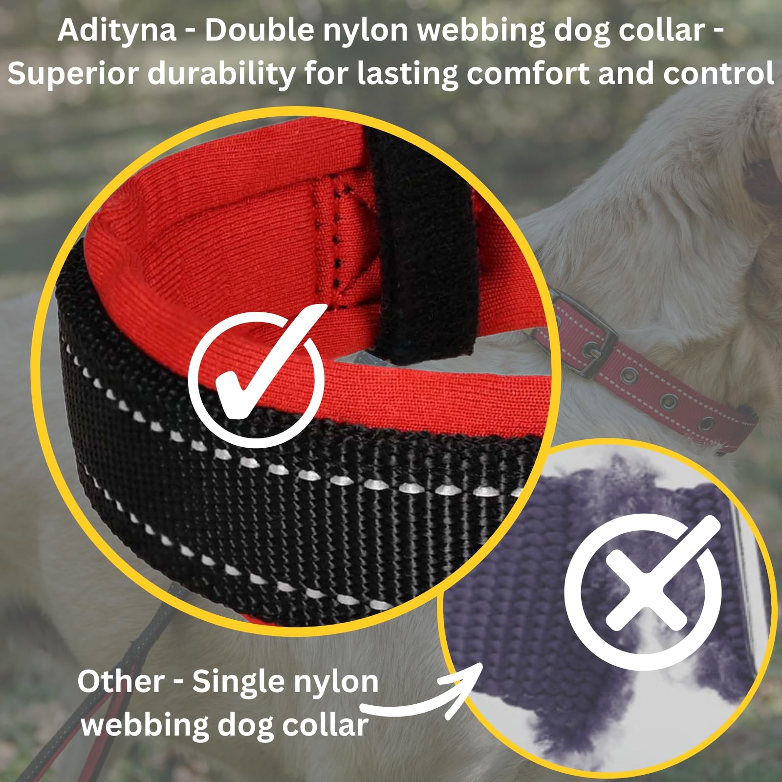 ADITYNA Ultra Comfortable Soft Neoprene Padded Dog Collar for Medium Dogs