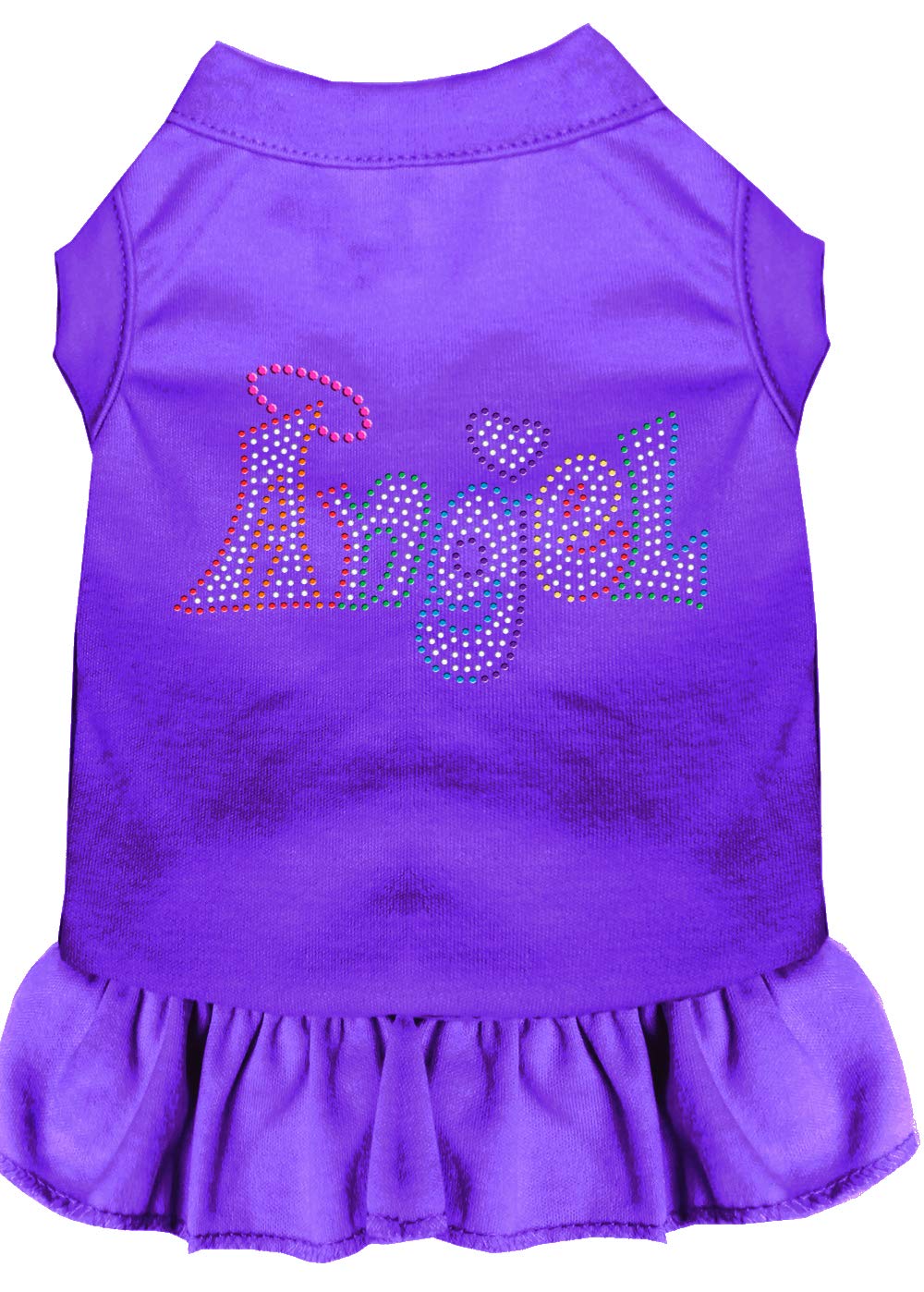 Rhinestone Pet Dog & Cat Dress Rhinestone, &quot;Technicolor Angel&quot; Purple 3XL (25-35 lbs.)