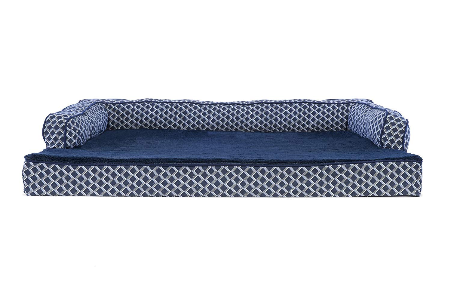 Furhaven Orthopedic Dog Bed for Large Dogs w/ Removable Bolsters & Washable Cover, For Dogs Up to 95 lbs - Plush & Woven Decor C