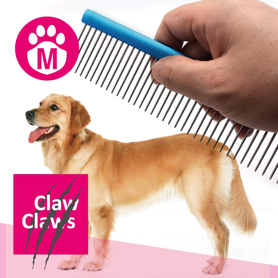 Claw Claws Greyhound Comb With Oval Handle For Dogs And Cats, Removing And Shedding Matted, Tangled Hair, Metal Comb With Stainl