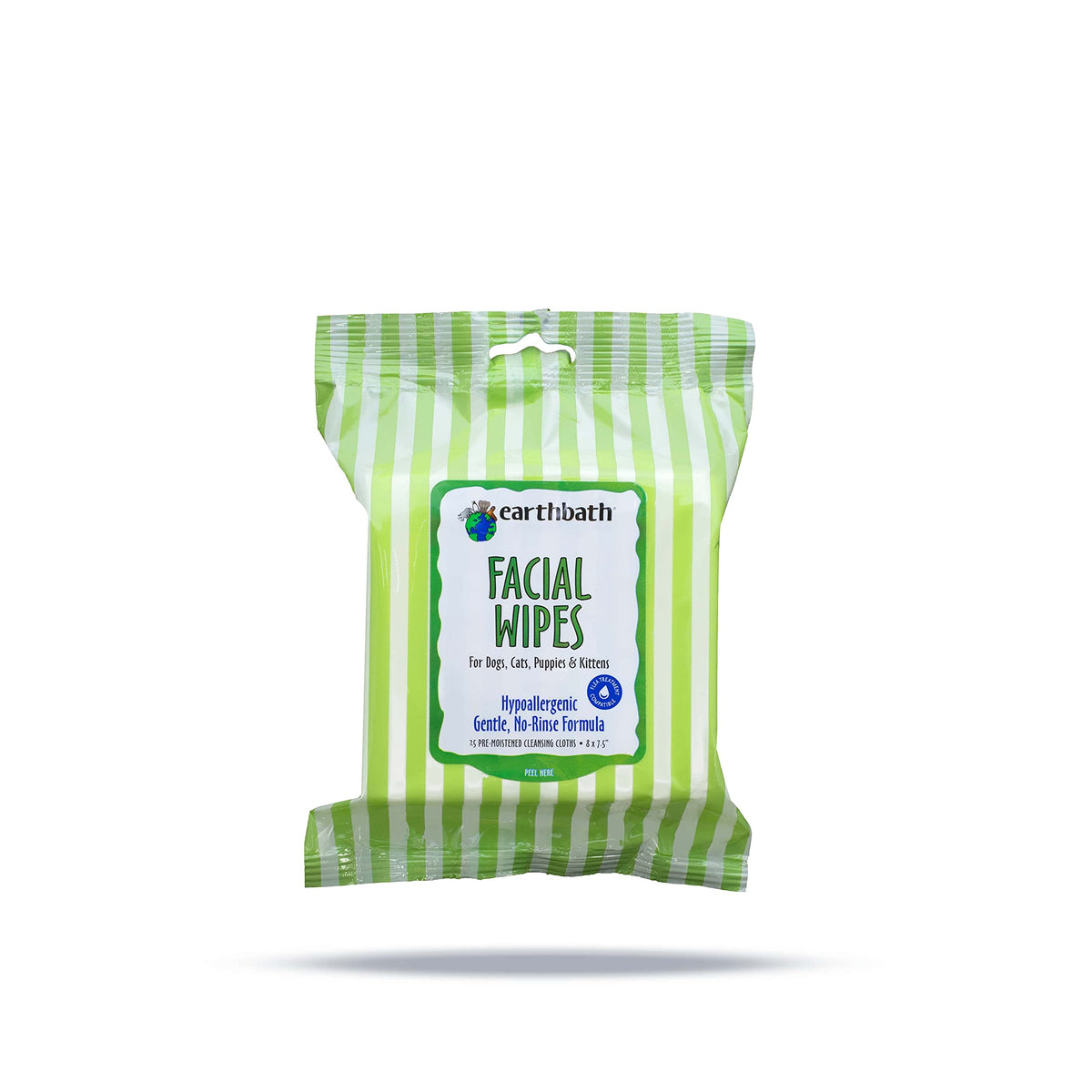 Earthbath, Hypo-Allergenic Facial Wipes - Gentle Tear Stain Dog Wipes, No Rinse Formula, Best Pet Wipes For Dogs & Cats, Made In