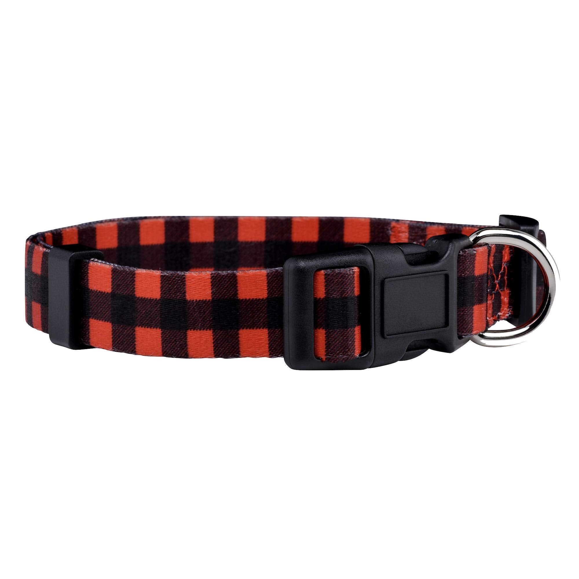 Native Pup Plaid Dog Collar, Red Lumberjack, Tartan, Blue, Pink Adjustable for Large, Small Dogs (Red, Small)