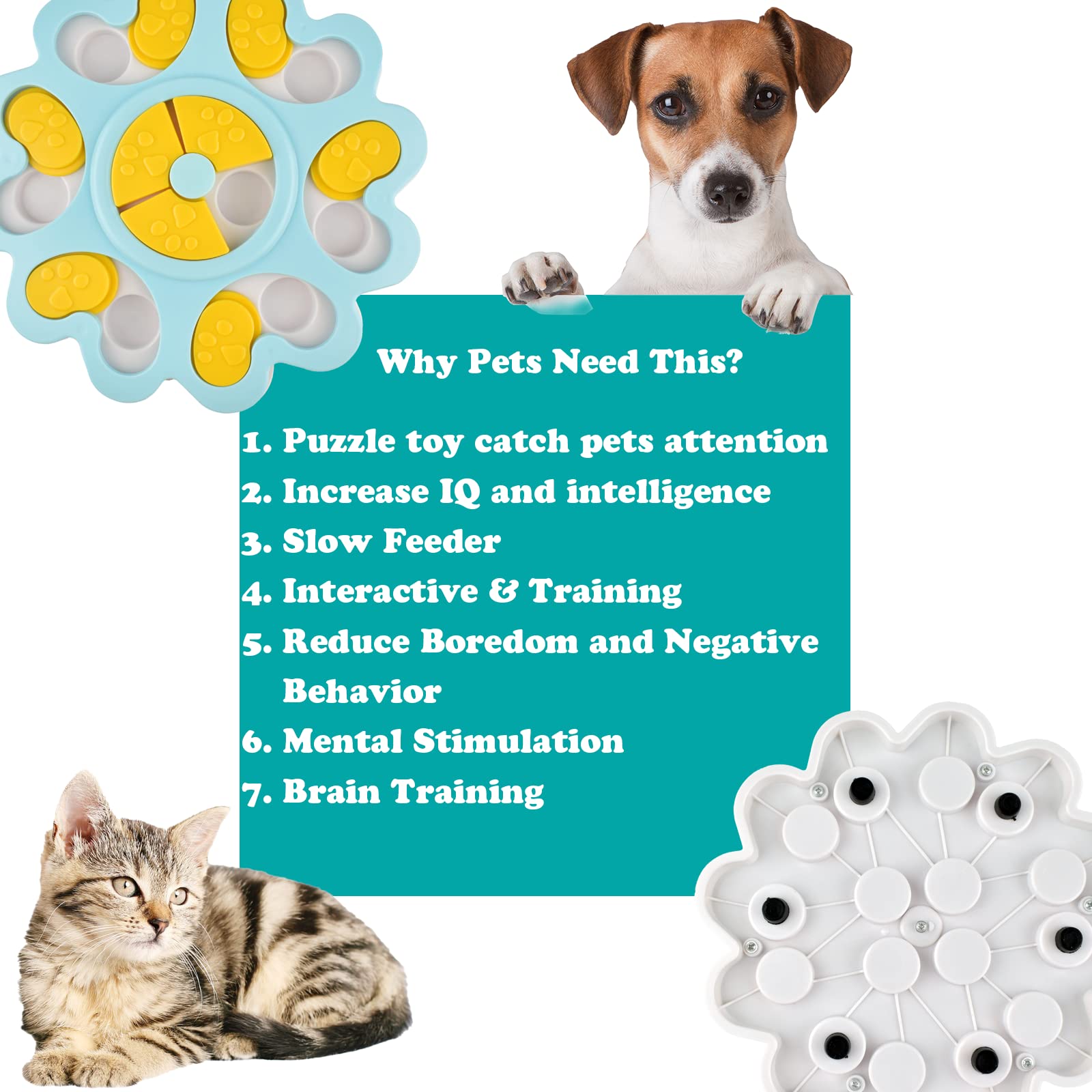 Cdipesp Dog Puzzle Toys for Smart Dogs Treat Dispensing Mental Stimulation Toys Dog/Cat Puzzle Feeder Dog Enrichment Toys Intera