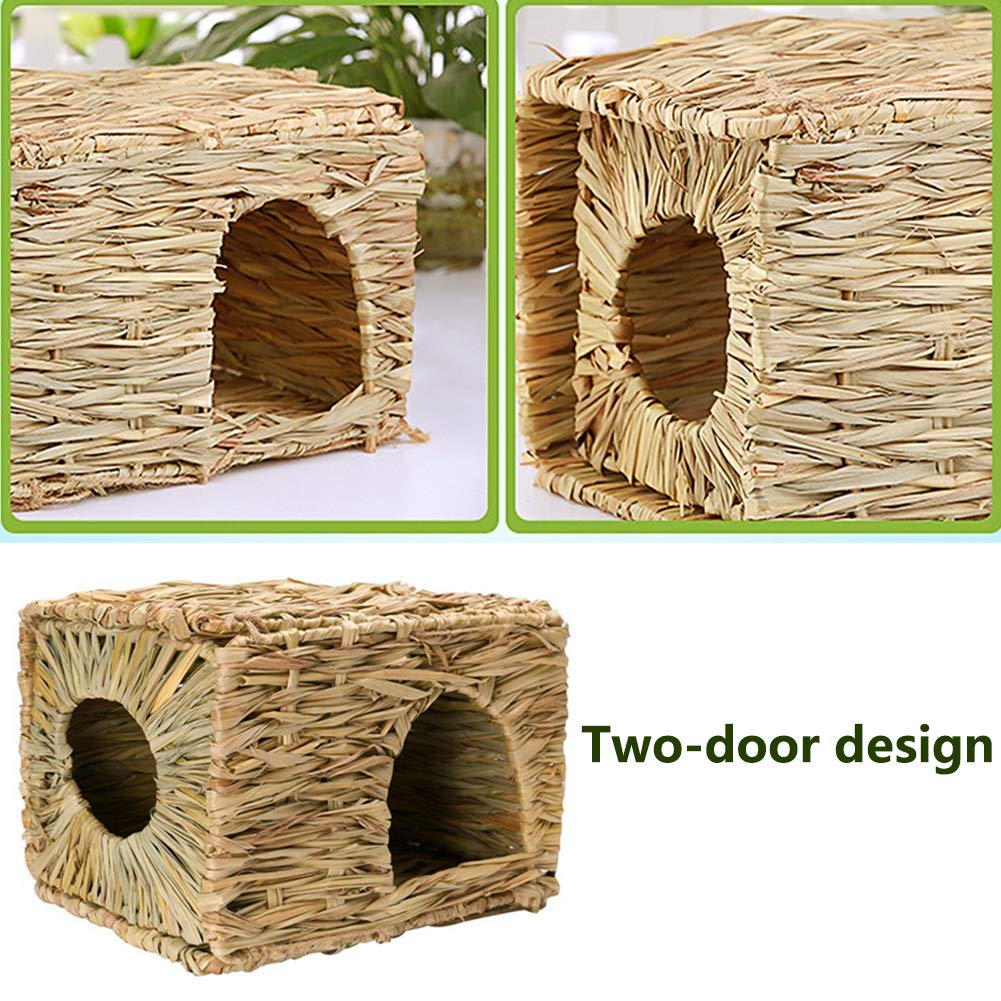 Tfwadmx Rabbit Grass House, Extra Large - Natural Hand Woven Seagrass Play Hay Bed, Hideaway Hut Toy For Bunny Hamster Guinea Pig Chinchilla Ferret