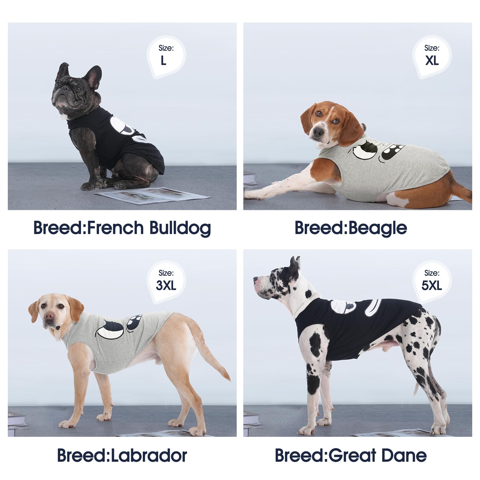 Iecoii 2 Pack Pet Tank Top Tee Sleeveless| 4X-Large |Summer Dog Clothes Apparel,Pet Funny Costume Doggy T-Shirts Clothing For La