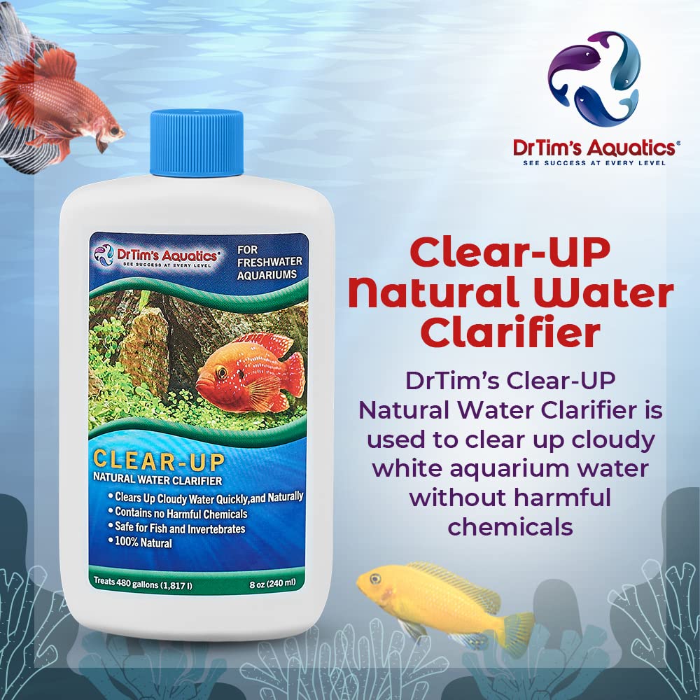 DrTim      s Aquatics Freshwater Clear-UP Natural Water Clarifier - for Fish Tanks, Aquariums, Water Filtering, Treatment - Eco-